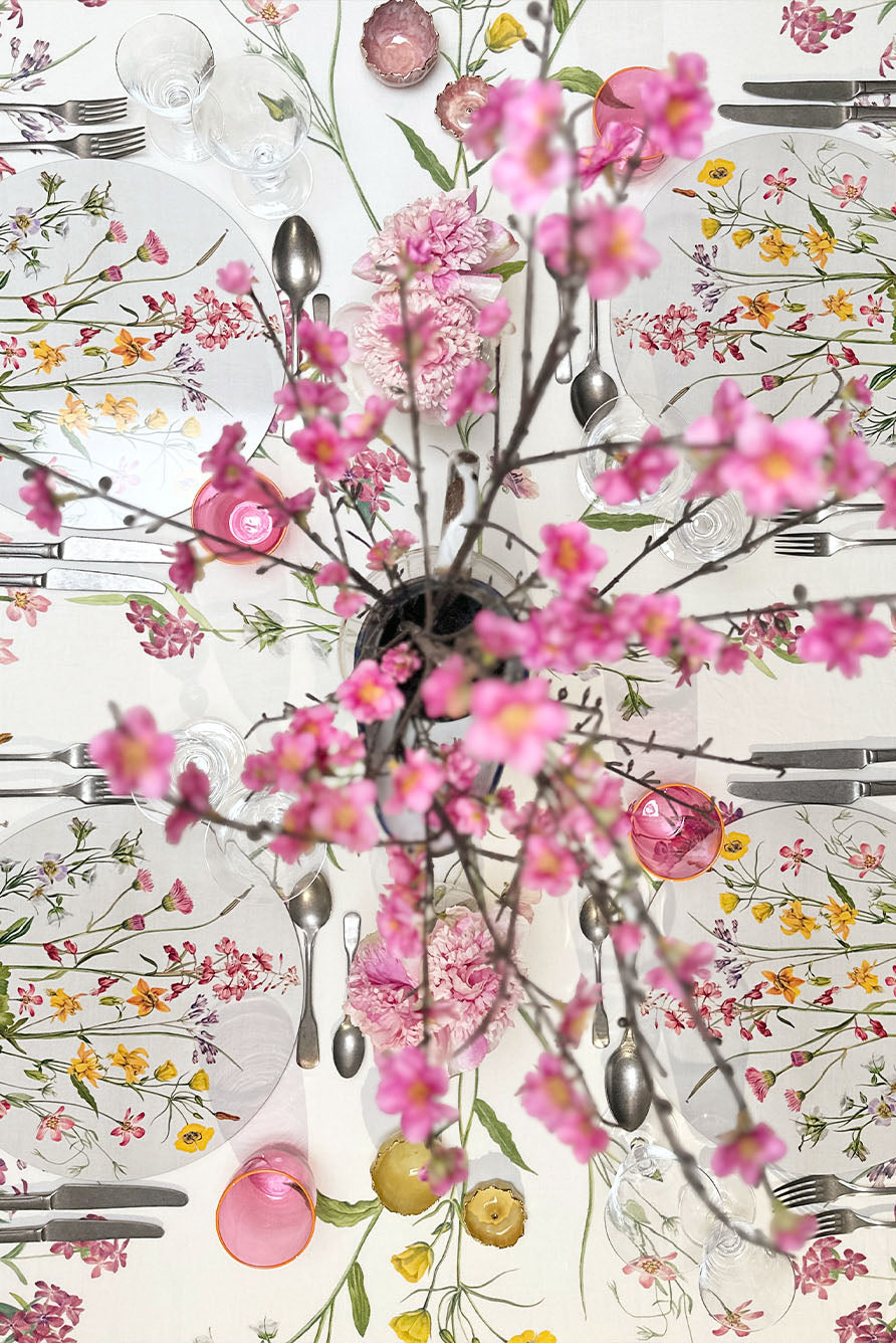 'Our June' Floral Round Cork-Backed Placemat, 34cm