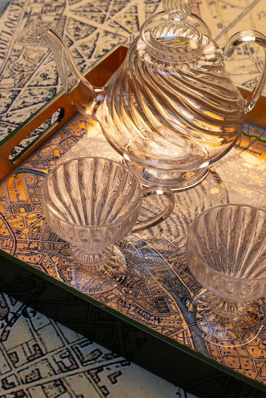 S&B Gold Leaf 'Paris Map' Rectangular Lacquered Tray, 40cm x 35cm
