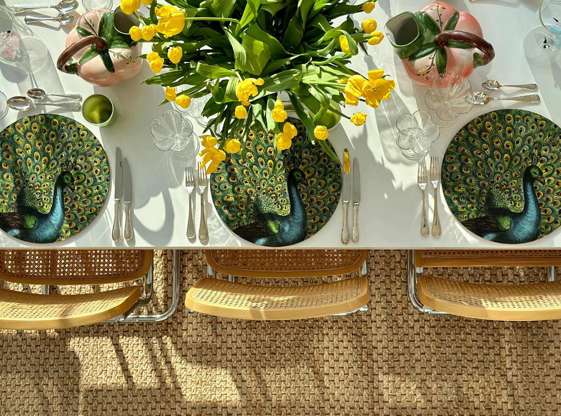 S&B x John Derian 'Peacock' Round Cork-Backed Placemat, 34cm