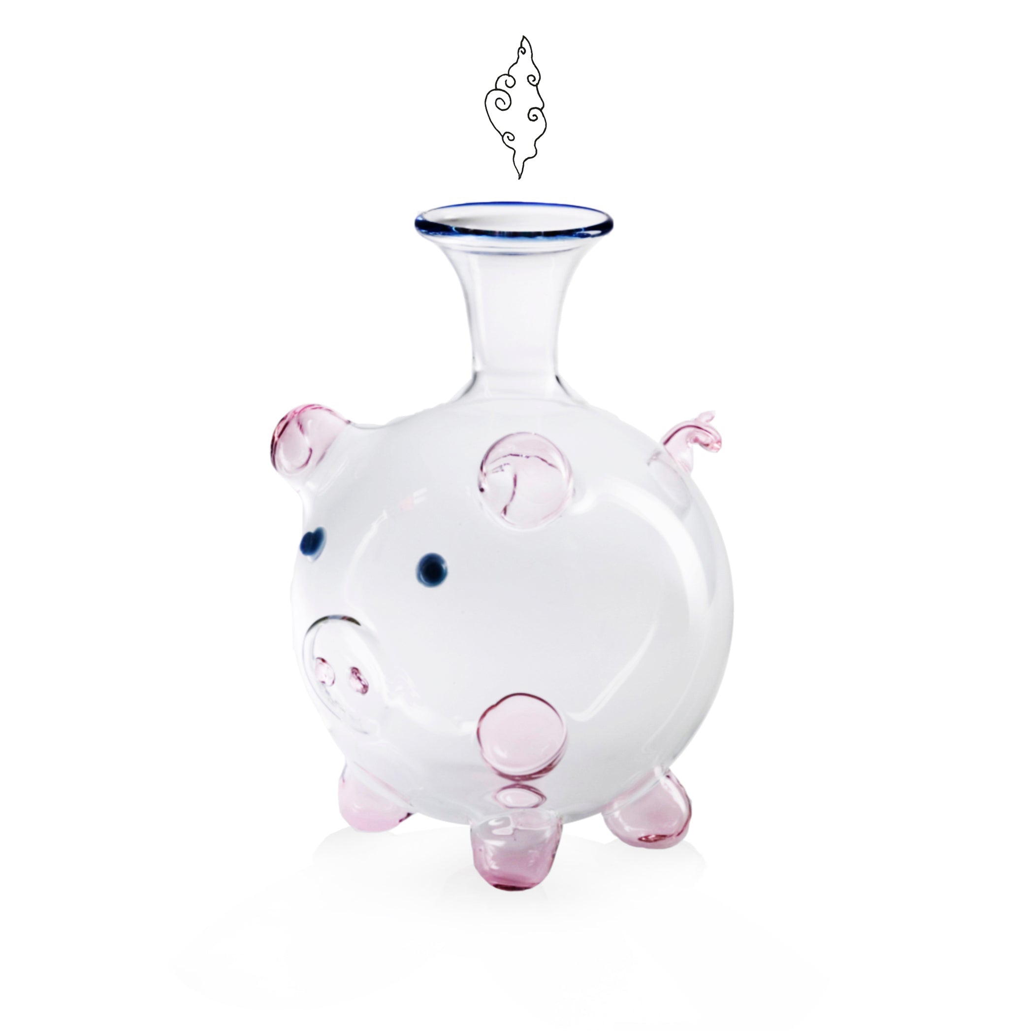 Handblown Glass Pig Decanter, 24cm