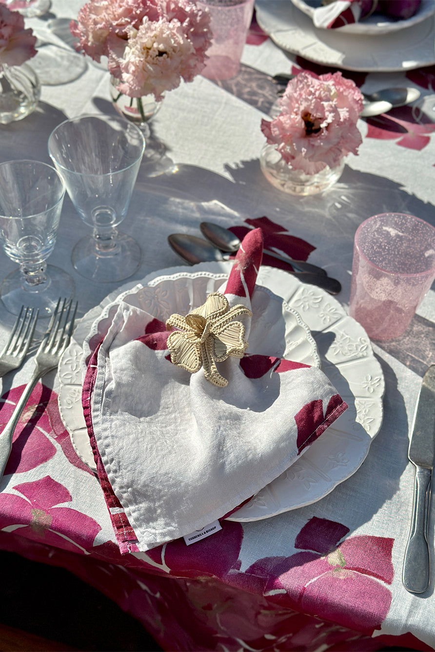 'Hydrangea' Linen Napkin in Pink, 50x50cm