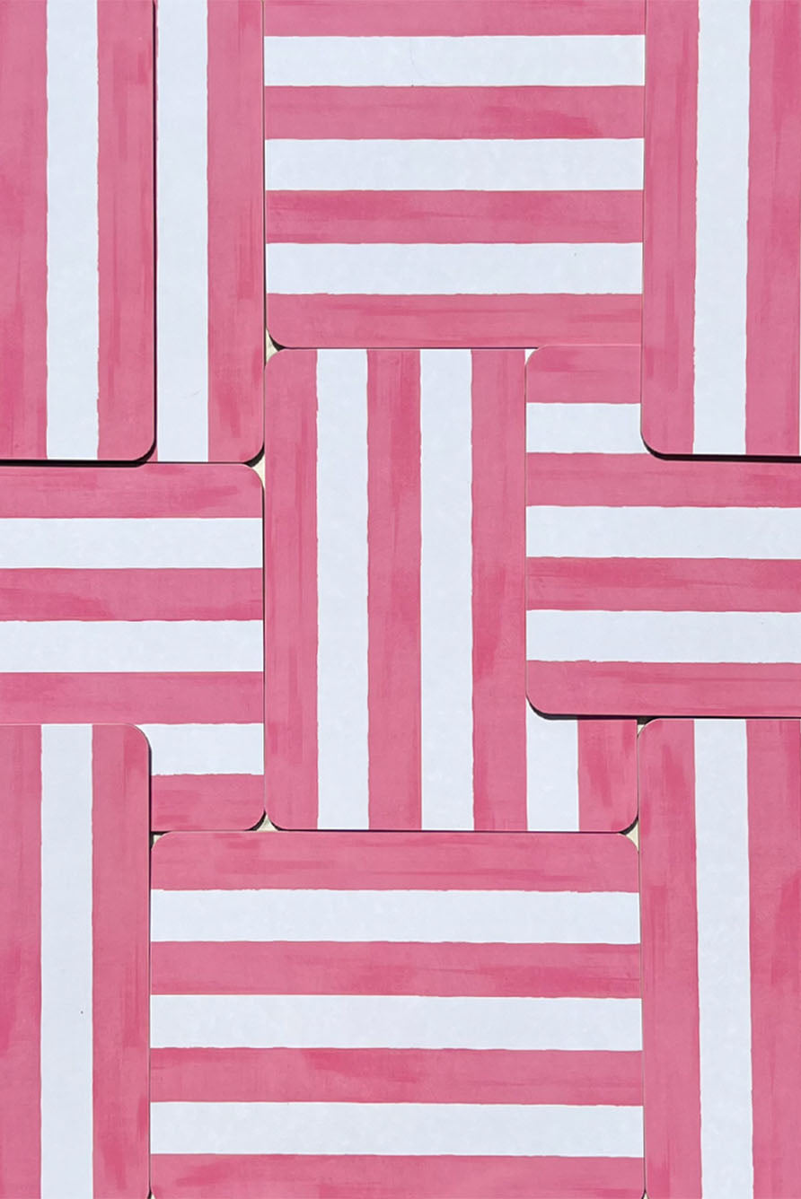 'Stripe' Cork-Backed Placemat in Rose Pink, 29 x 38cm