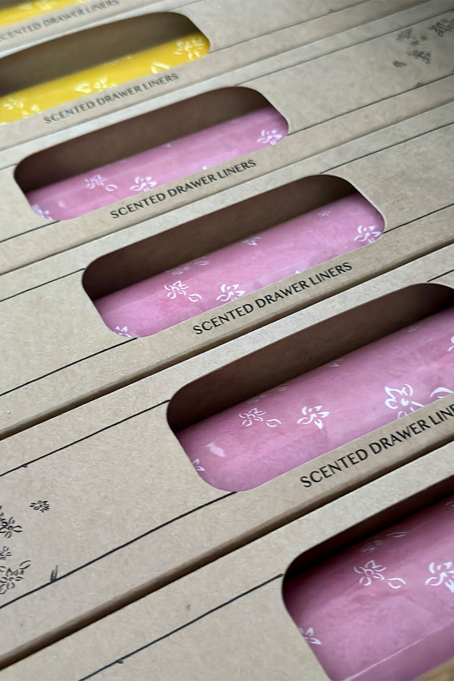 S&B Rose & Peony Scented Drawer Liners in Pink, 5 Sheets, 50x35cm
