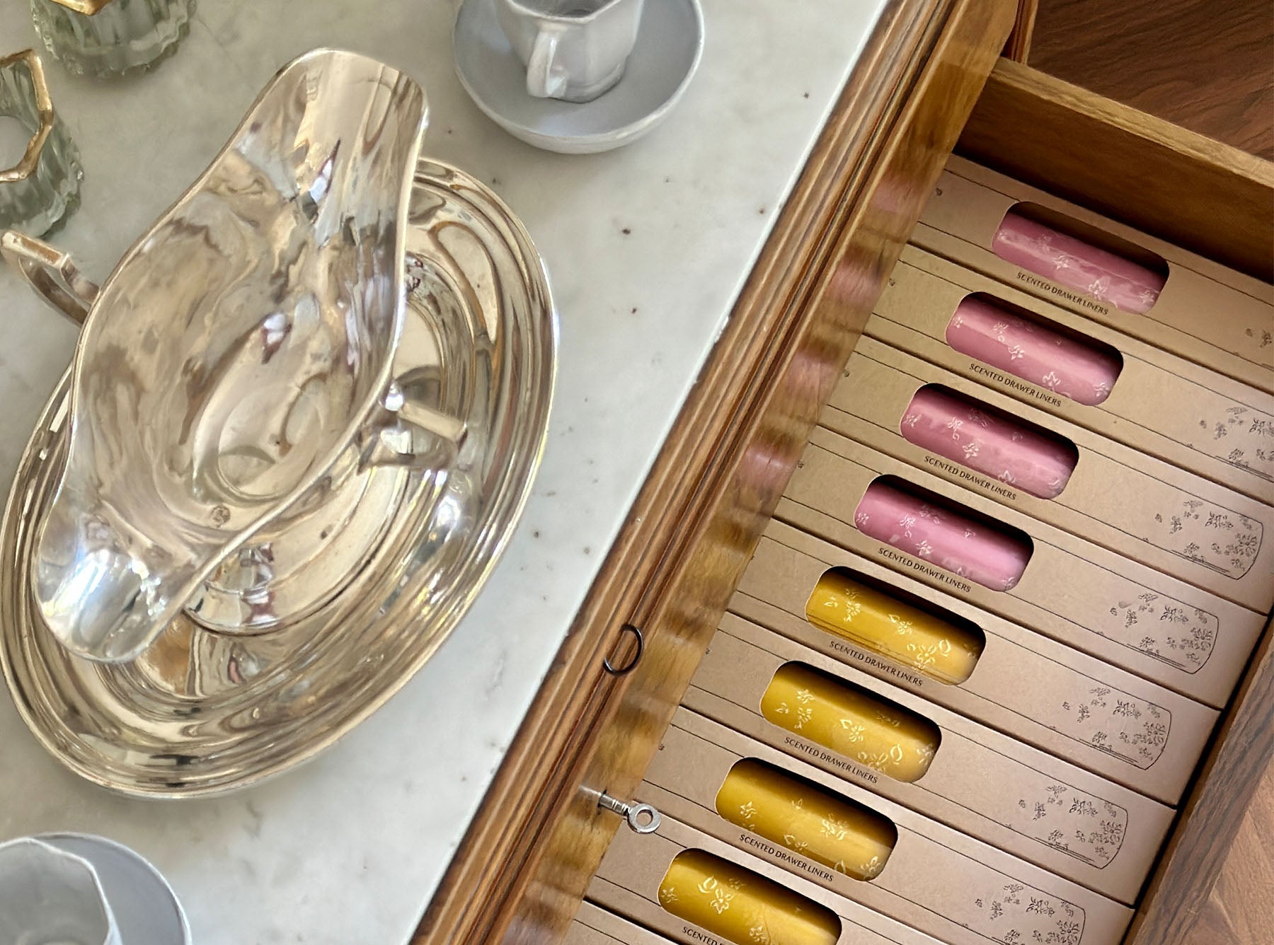 S&B Rose & Peony Scented Drawer Liners in Pink, 5 Sheets, 50x35cm