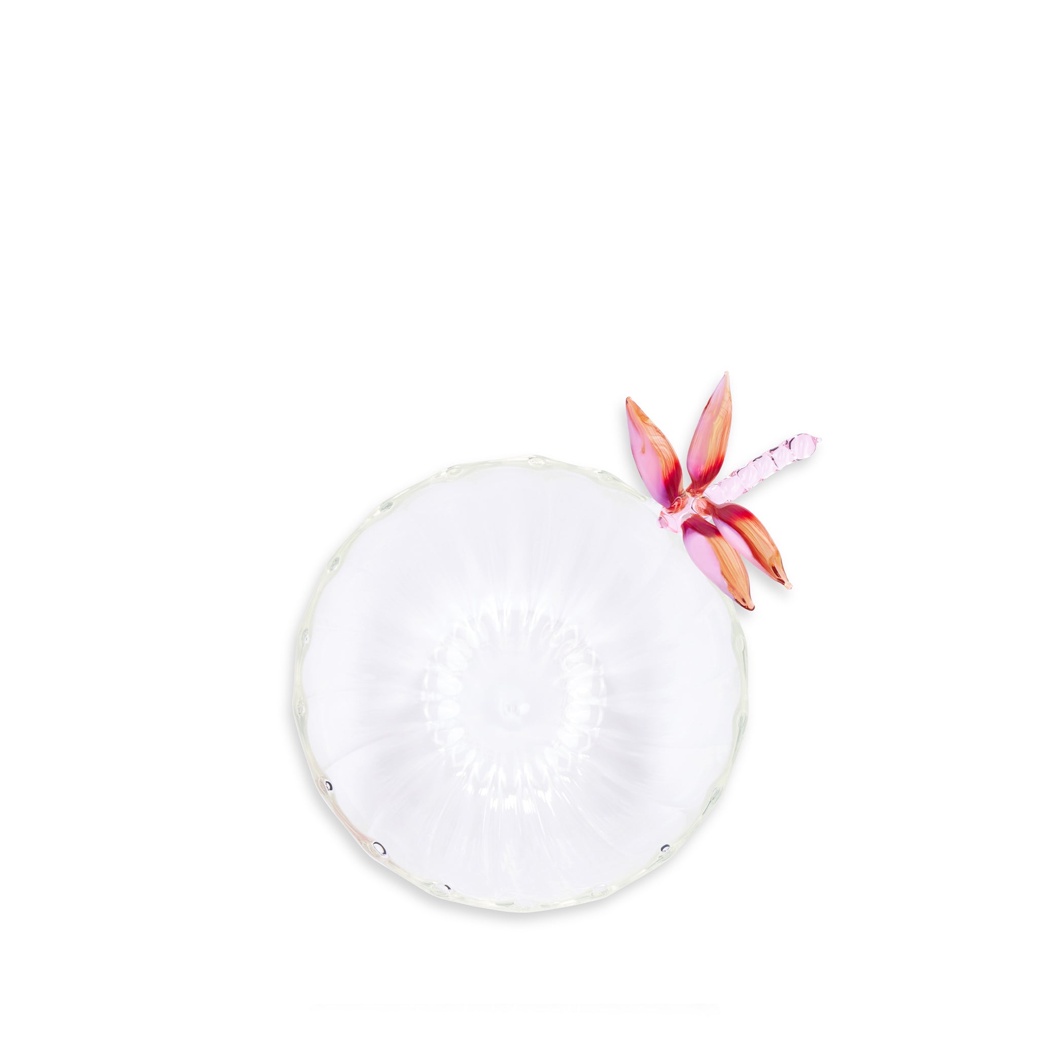 S&B Exclusive Handblown Glass Dragonfly Bowl in Pink