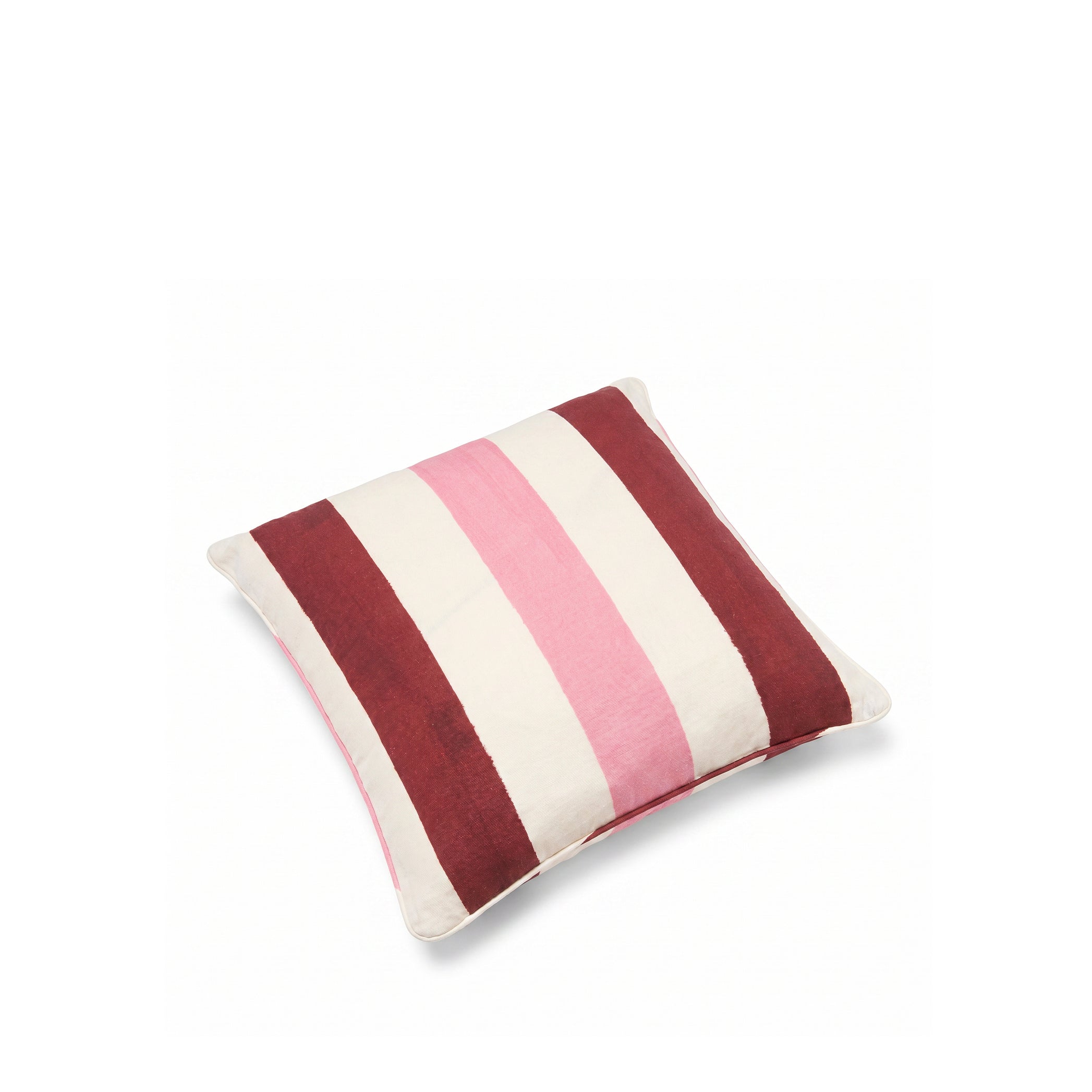 S&B Dual 'Stripe' Raspberry & Rose Pink Linen Cushion, 50x50cm