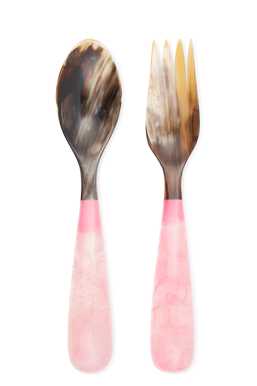 Pair of Resin Salad Servers in Pink, 33cm