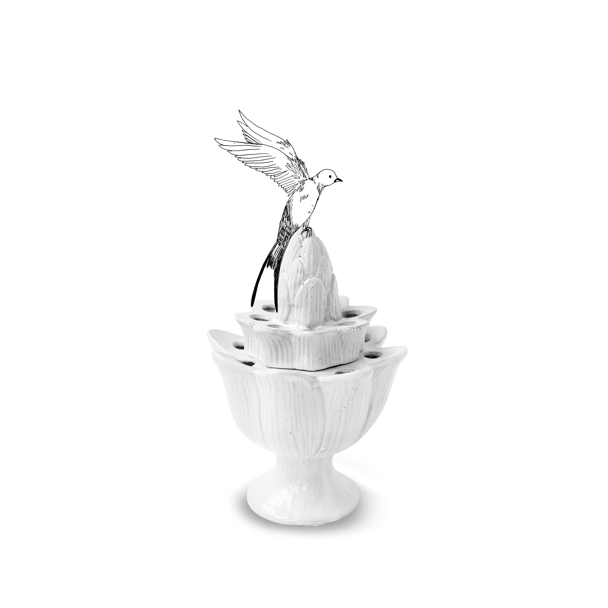 White Ceramic Pique Flower Holder by Astier de Villatte, 17cm