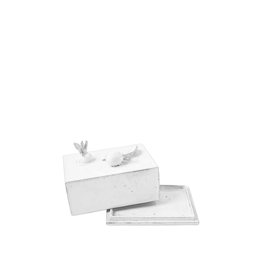 White Ceramic Radish Rectangular Butter Dish by Astier de Villatte, 13cm
