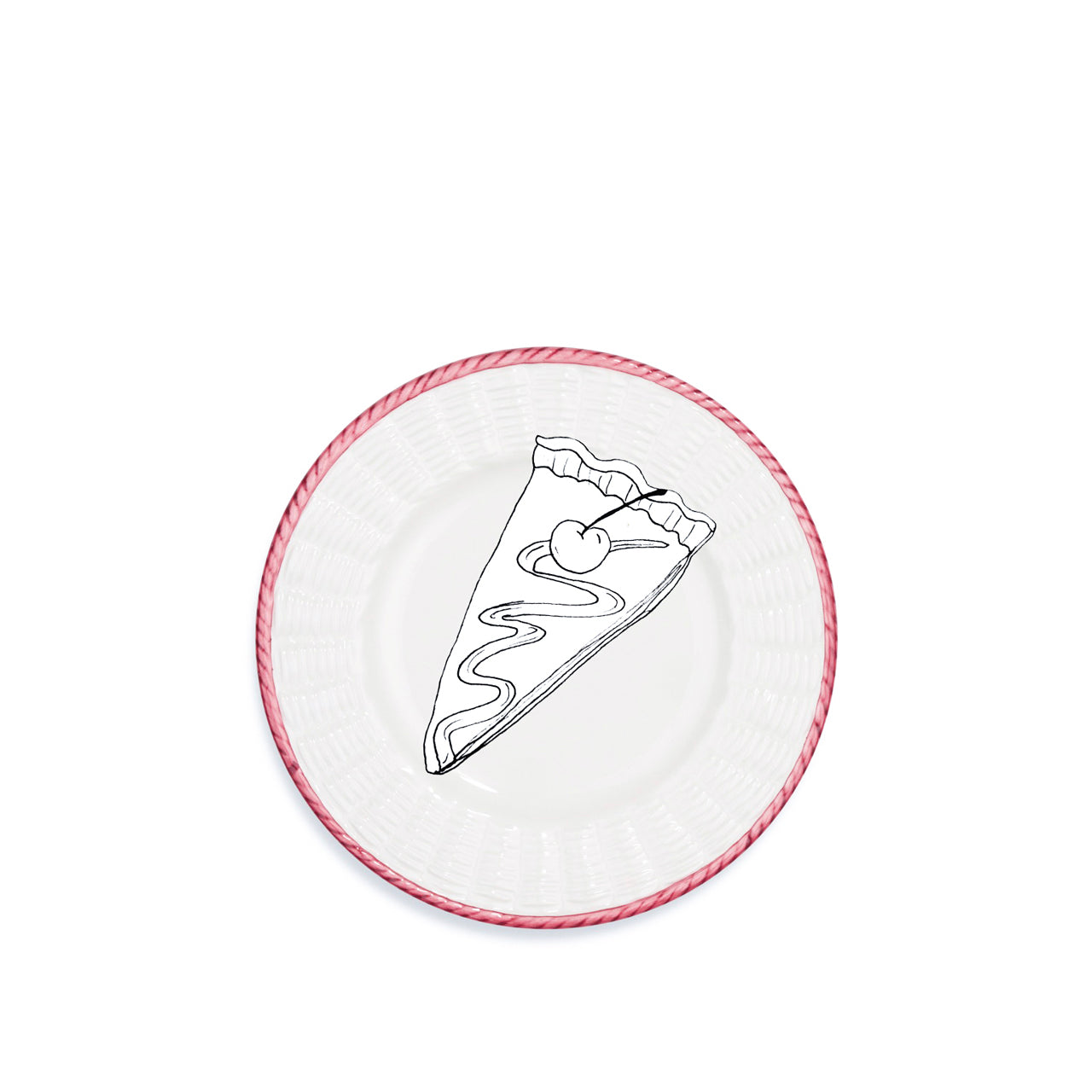 Rattan Effect Hand-Painted Bordeaux Rim Side/Dessert Plate, 21cm