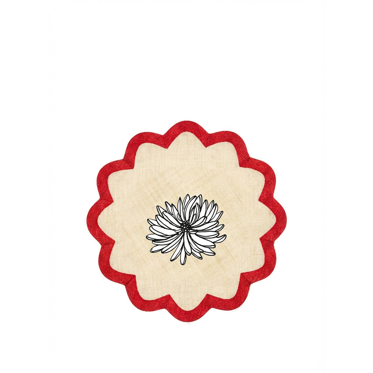 Scallop Border Sinamay Placemat in Red, 40cm