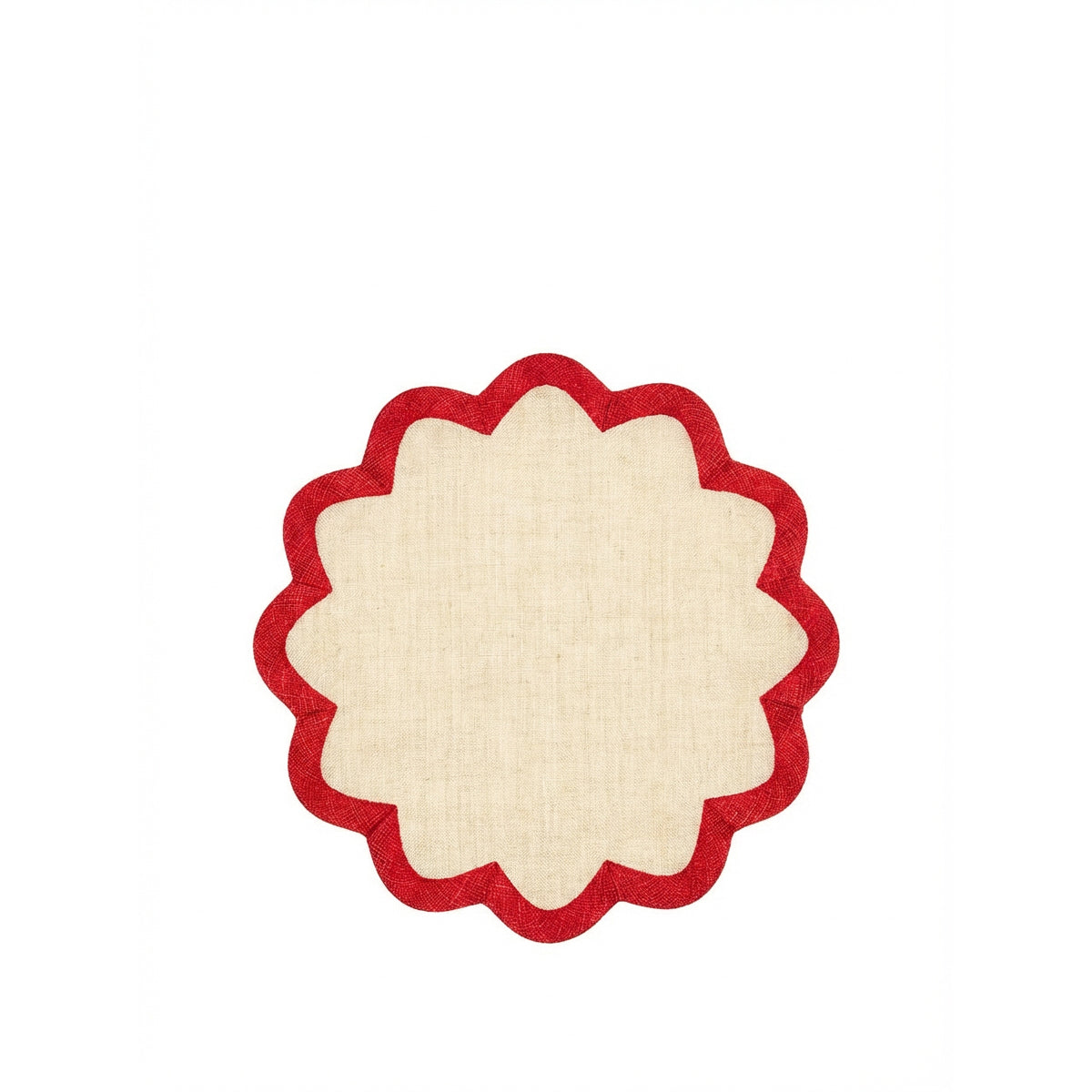 Scallop Border Sinamay Placemat in Red, 40cm