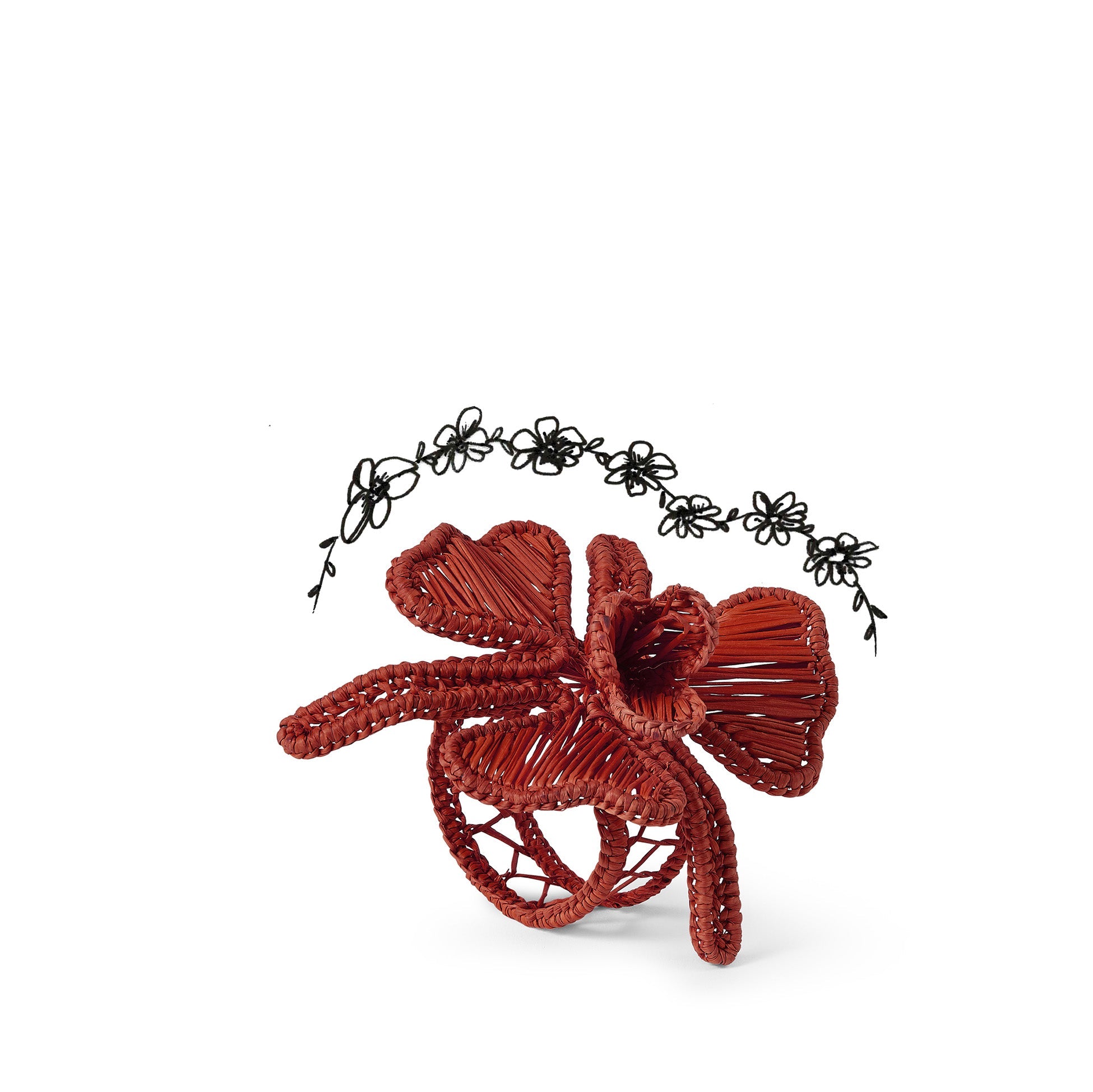 Handwoven Orchid Napkin Ring in Red