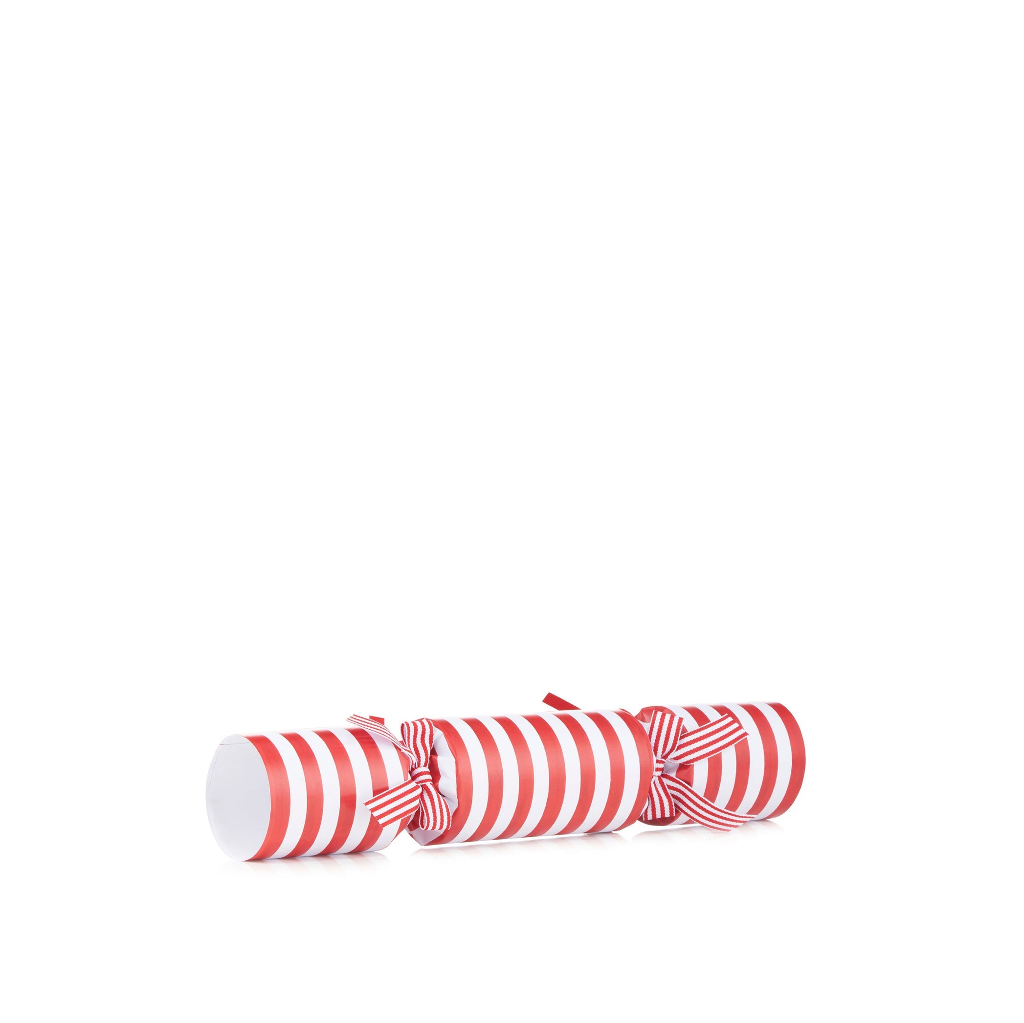 Christmas Crackers with 'Red Stripe' Print and Matching Bows, Box of 6 (UK ONLY)
