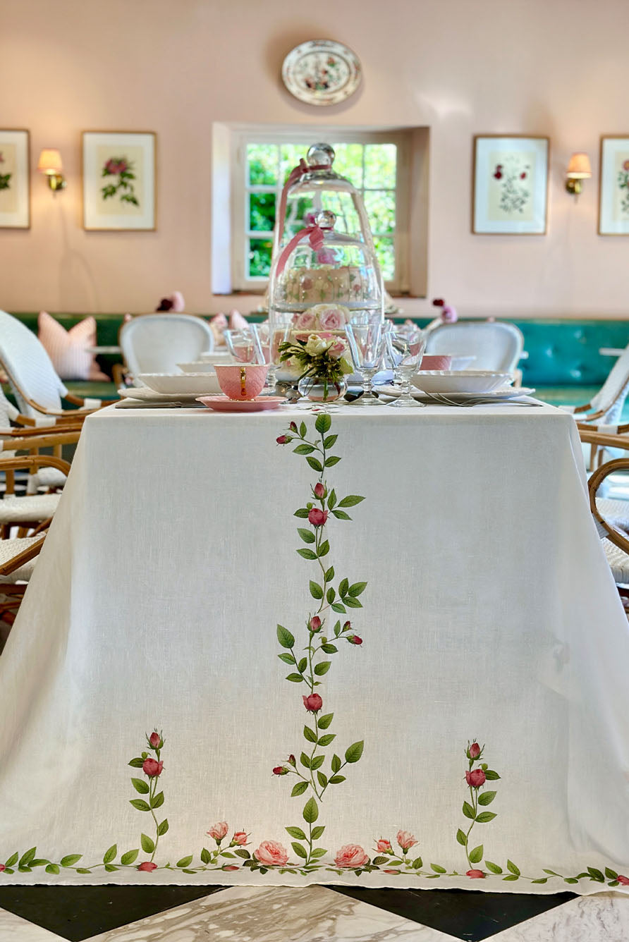 'Rose Trellis' Linen Tablecloth