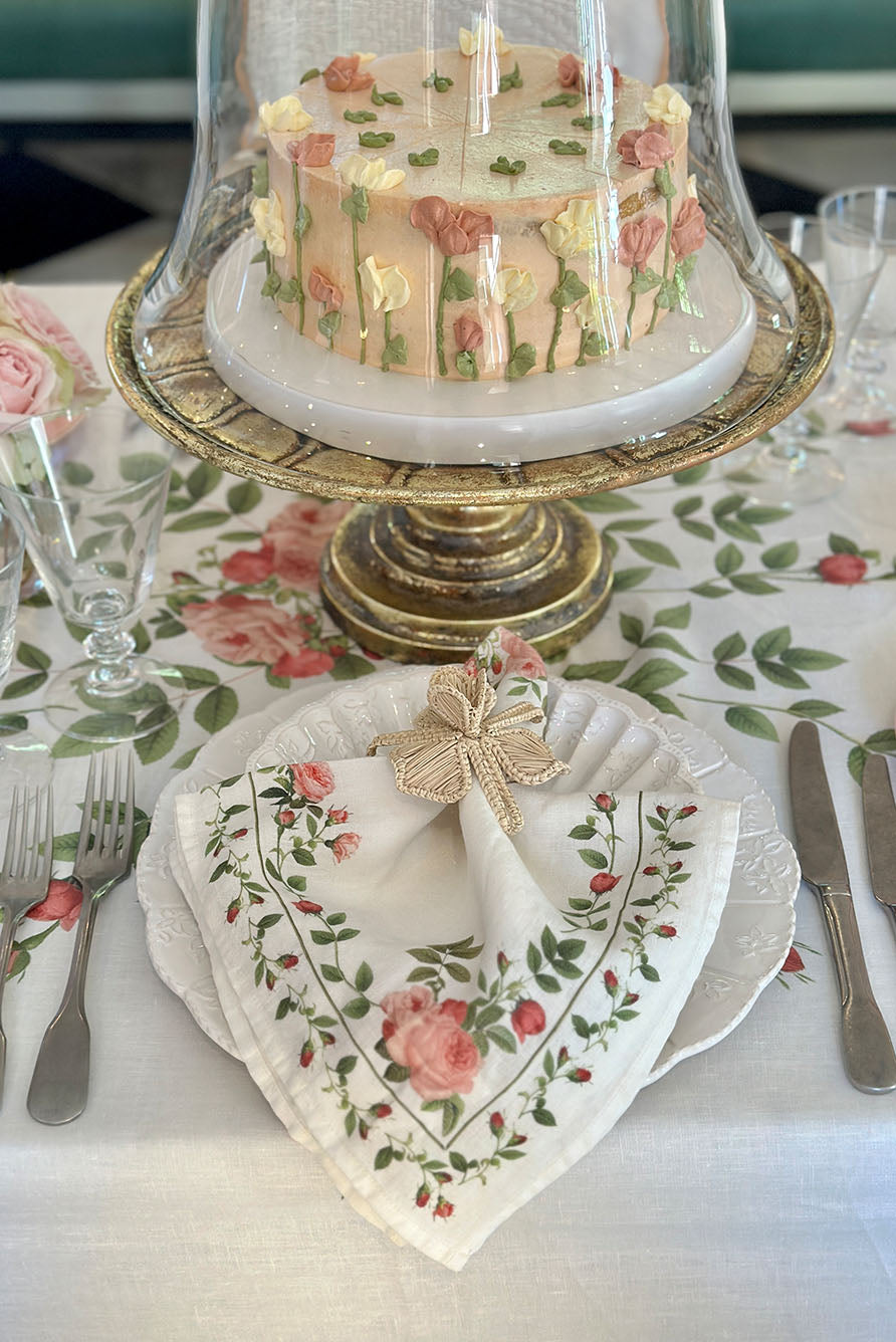 'Rose Trellis' Linen Napkin, 50x50cm