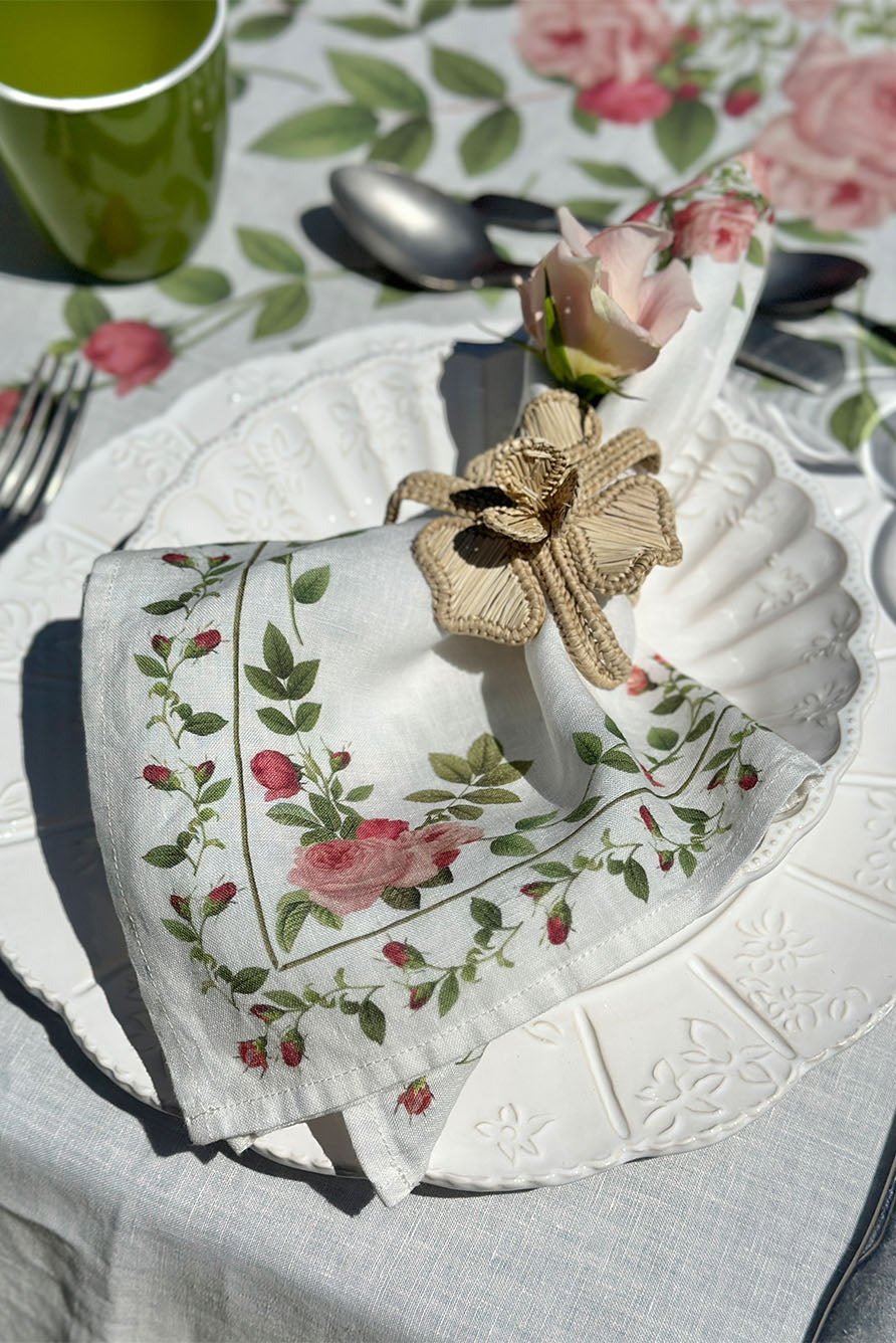 'Rose Trellis' Linen Napkin, 50x50cm