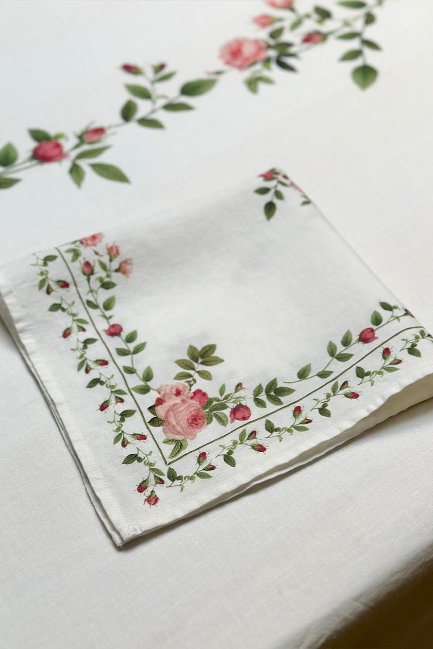 'Rose Trellis' Linen Napkin, 50x50cm