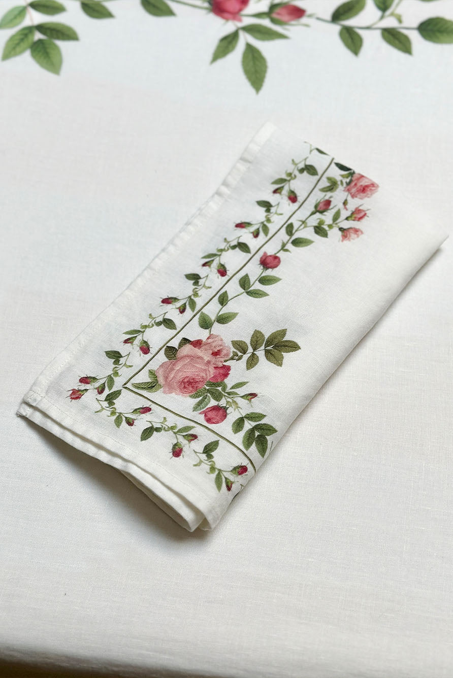 'Rose Trellis' Linen Napkin, 50x50cm
