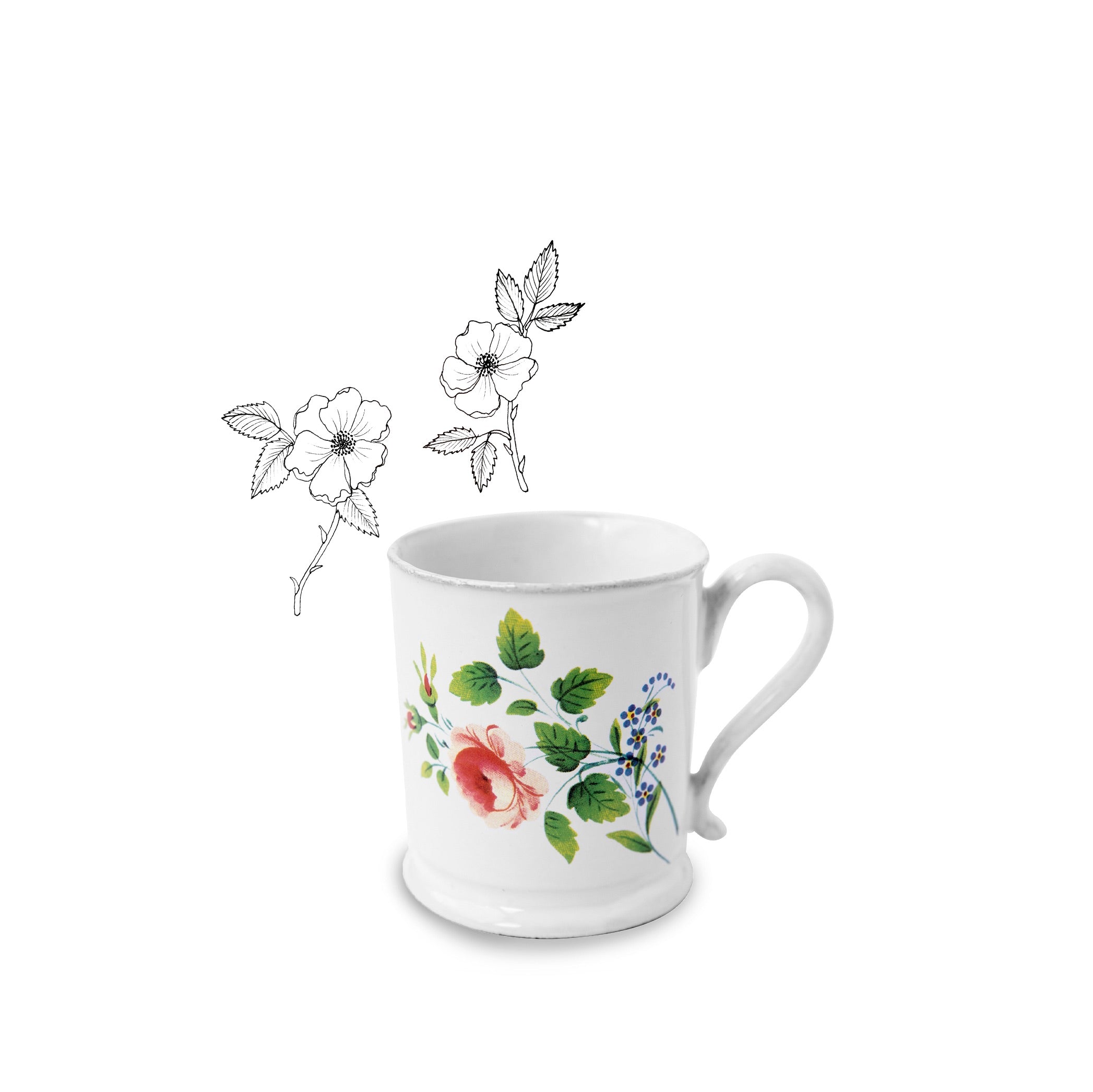 Small Rosesprig Mug by Astier de Villatte, 10cm
