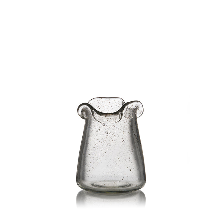 Ruffle Edge Recycled Glass Clear Vase, Medium