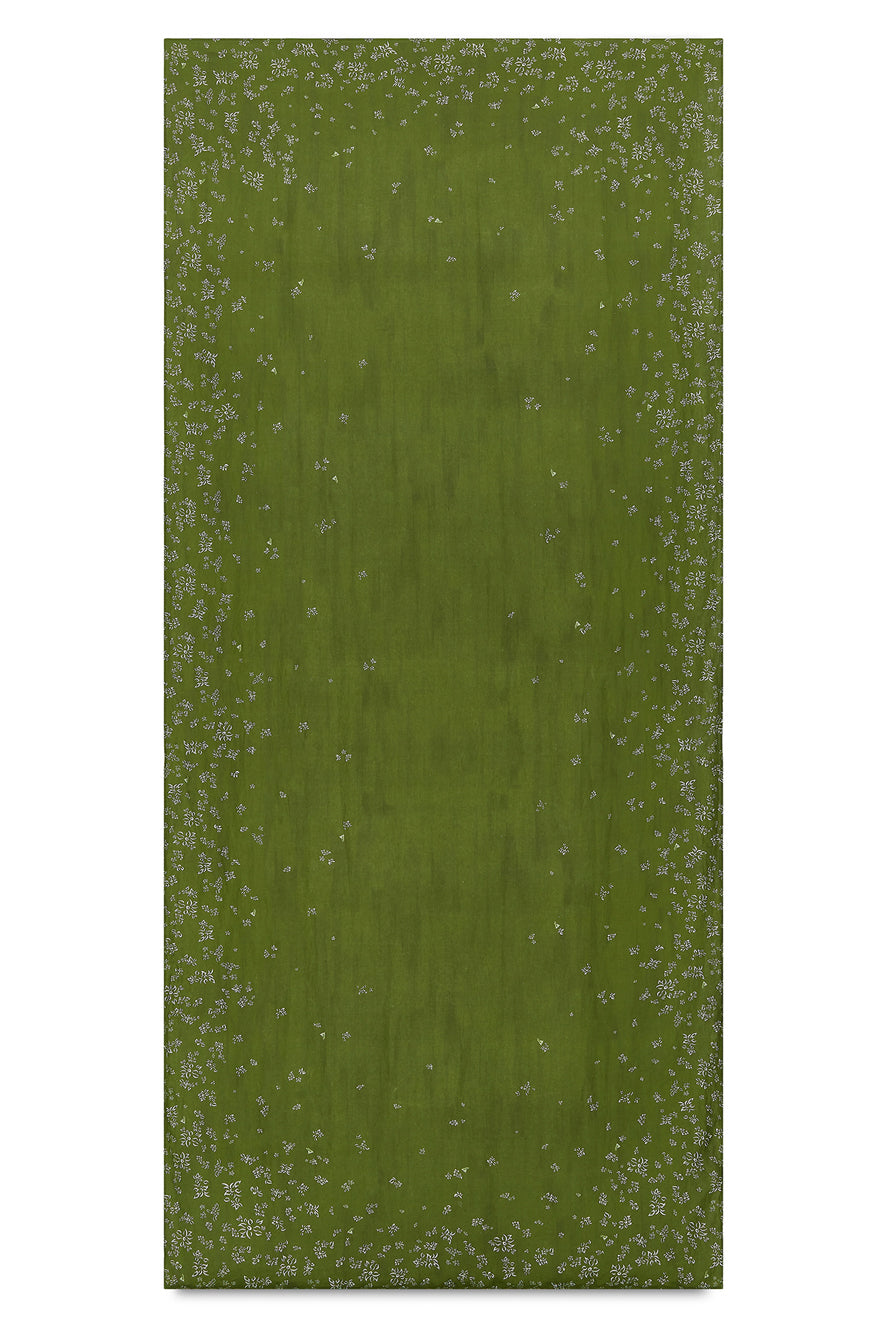 'S&Bee Falling Flower' Linen Tablecloth in Avocado Green
