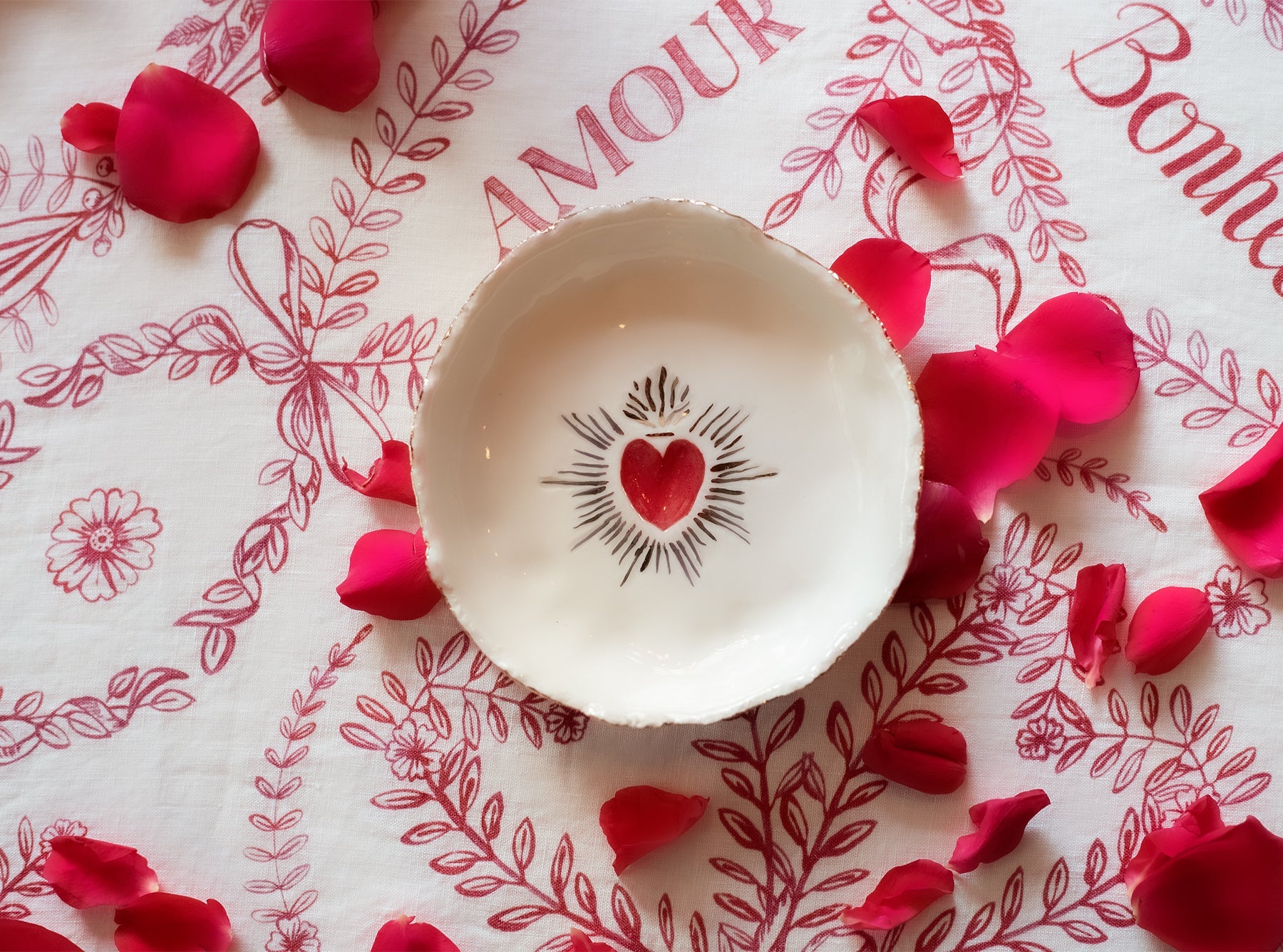 HB Jagged Bowl Red Sacred Heart, 14cm