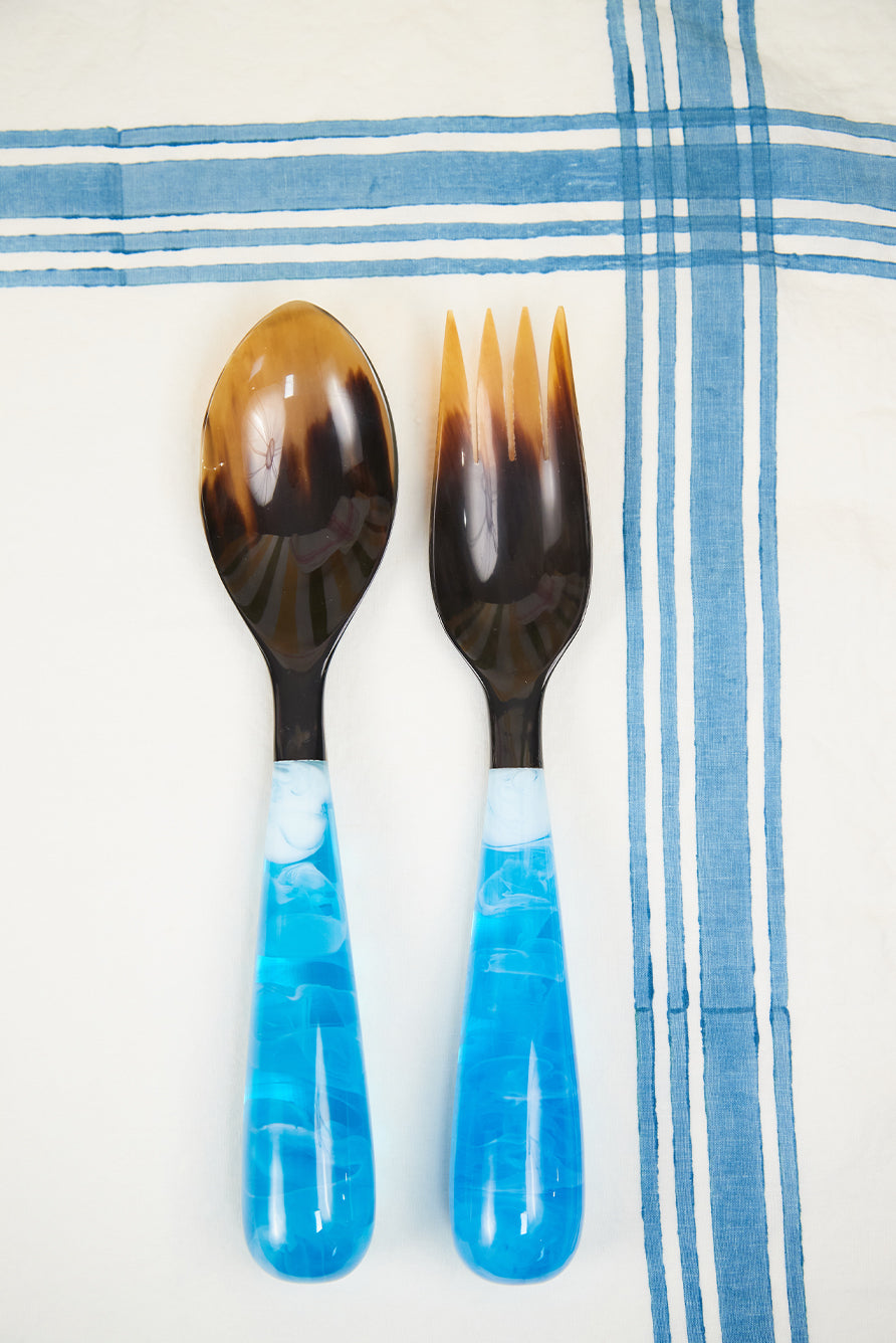 Pair of Resin Salad Servers in Ice Blue, 33cm