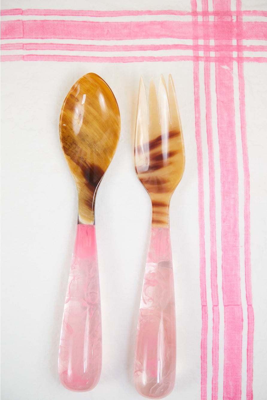 Pair of Resin Salad Servers in Pink, 33cm