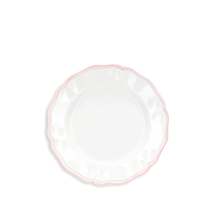 Scalloped Dinner Plate With Pink Double Rim, 28cm