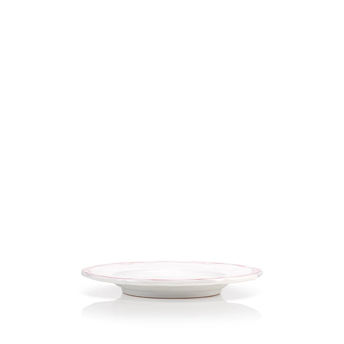 Scalloped Side Plate With Pink Double Rim, 21cm
