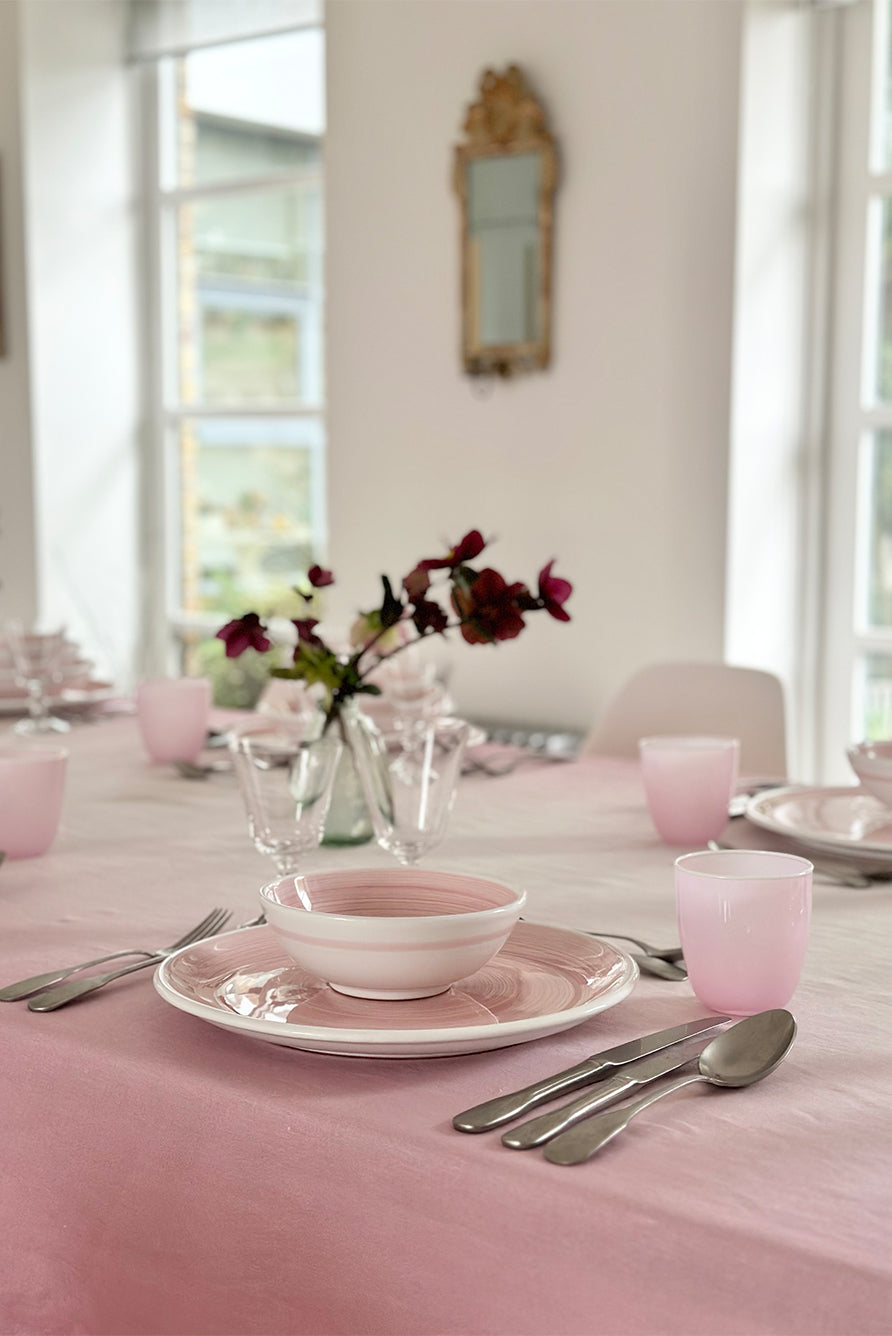 'Simply June' Fade Linen Tablecloth in Pink