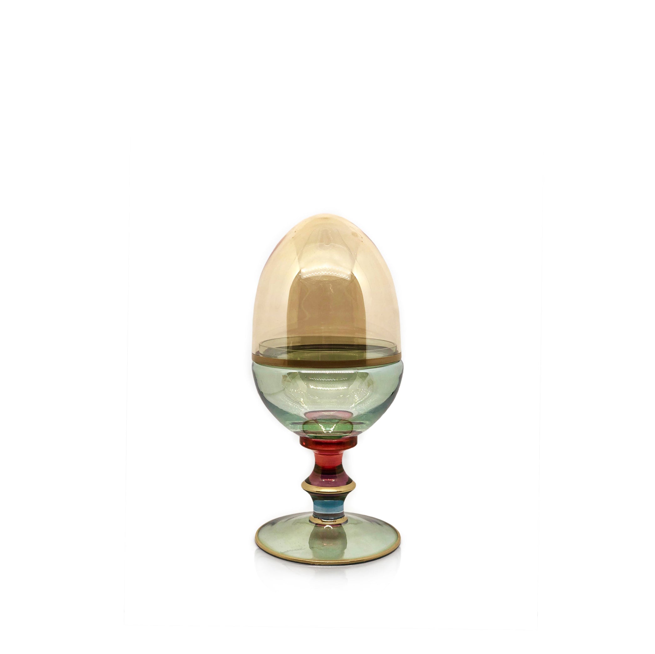 Handblown Italian Glass Egg on Stand, Medium, 22cm