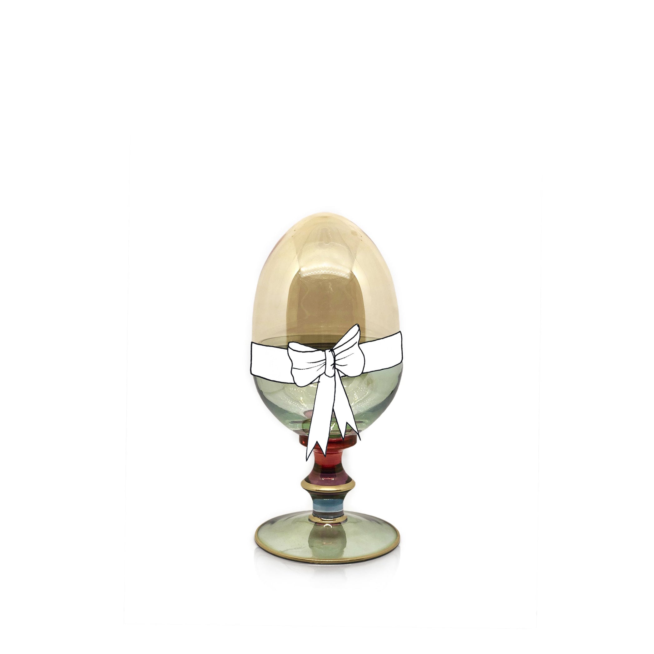 Handblown Italian Glass Egg on Stand, Medium, 22cm