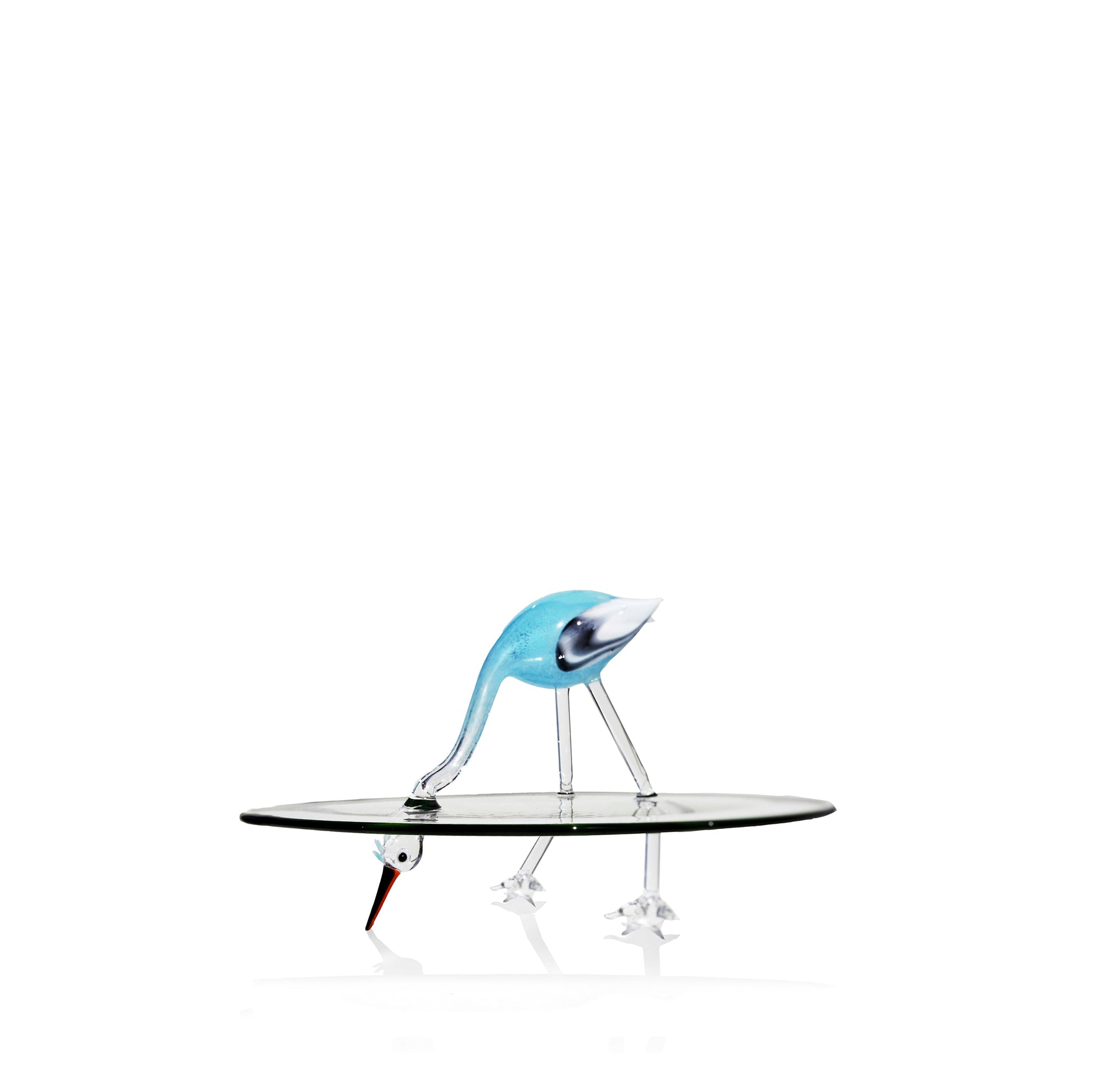 Handblown Glass Stork Cake Stand, 30cm