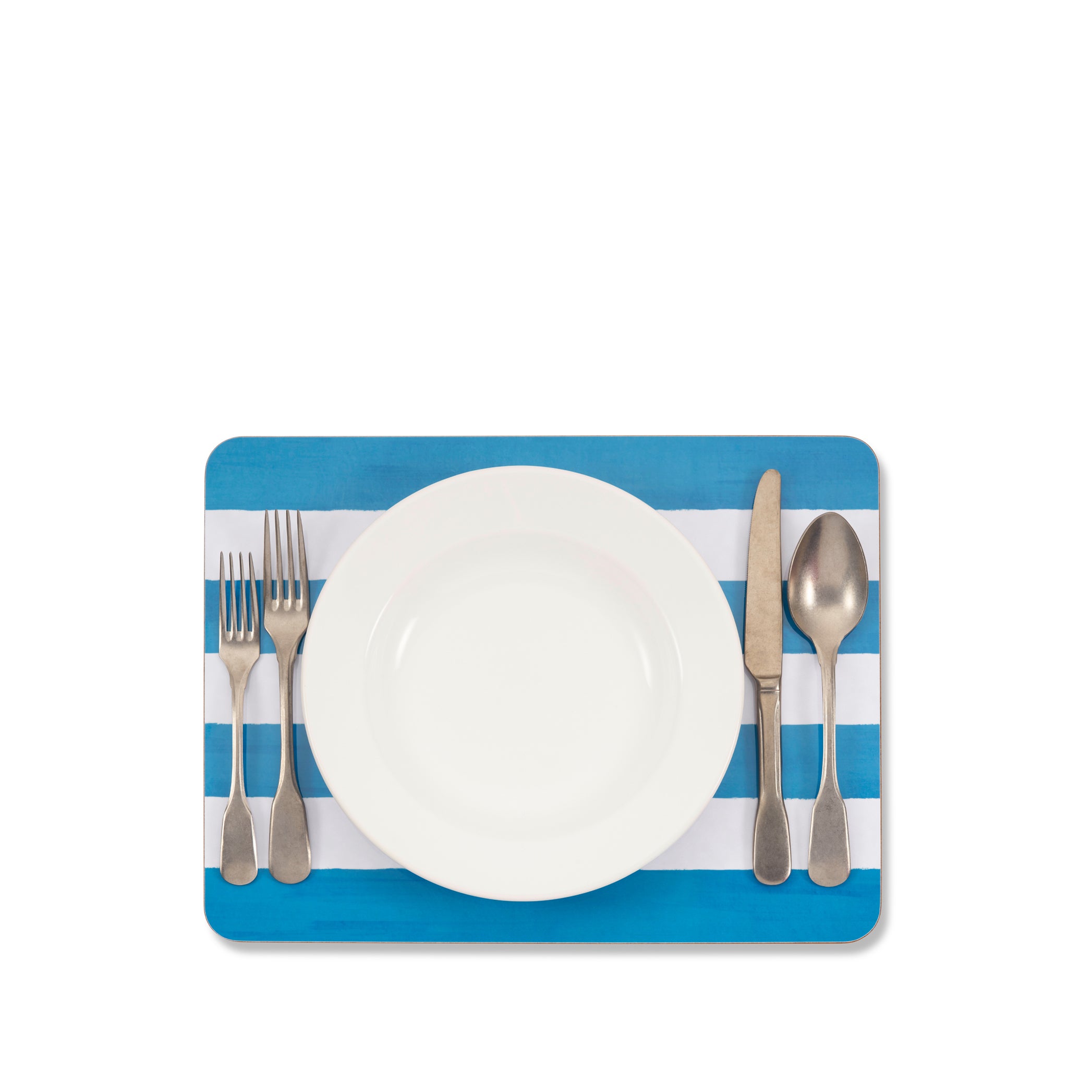 'Stripe' Cork-Backed Placemat in Sky Blue, 29 x 38cm