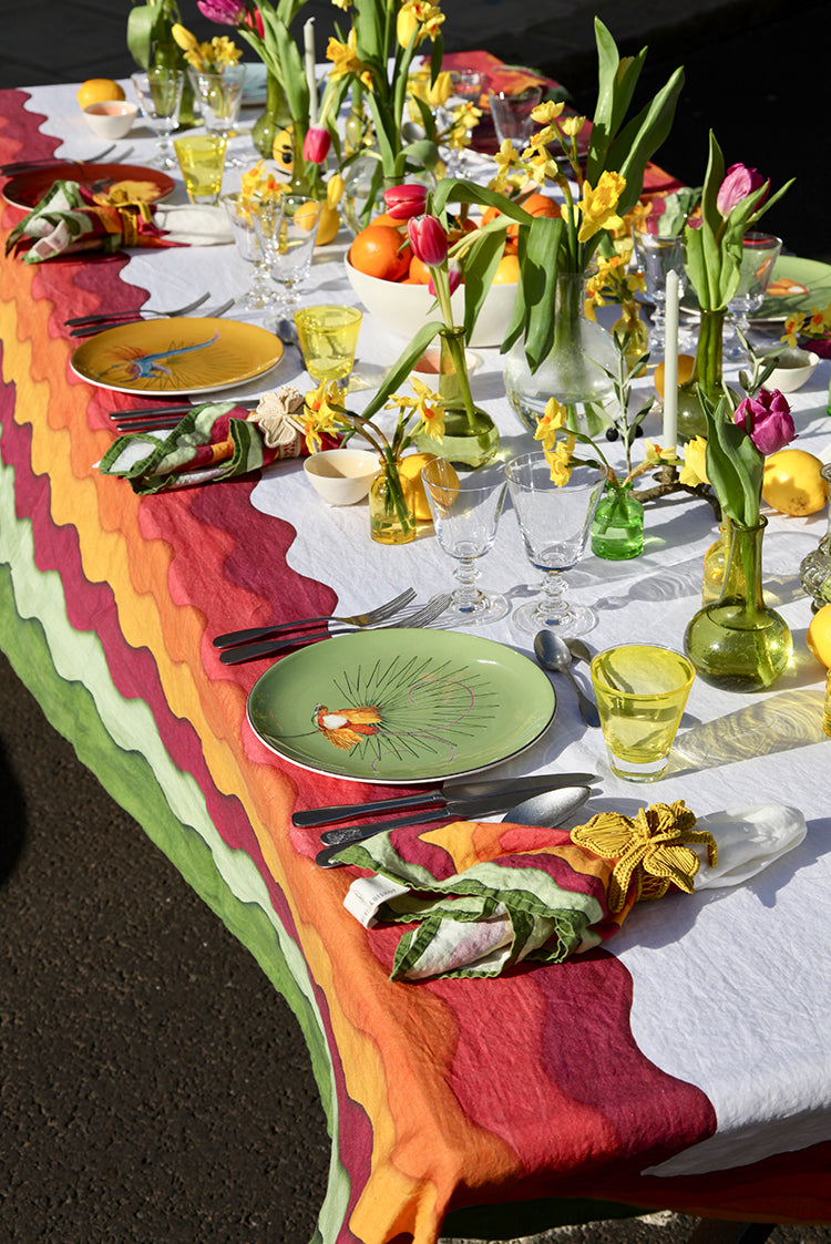 Sunset Rainbow Linen Tablecloth in Multicolours