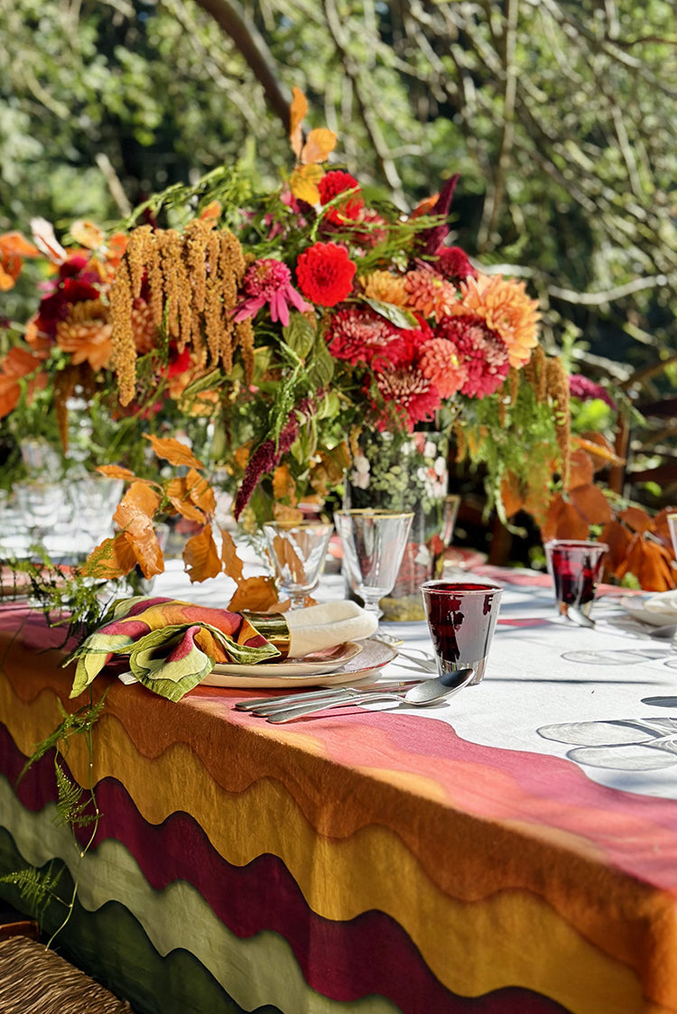 Sunset Rainbow Linen Tablecloth in Multicolours
