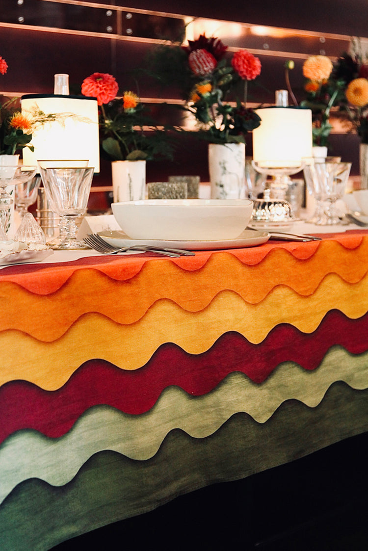 Sunset Rainbow Linen Tablecloth in Multicolours