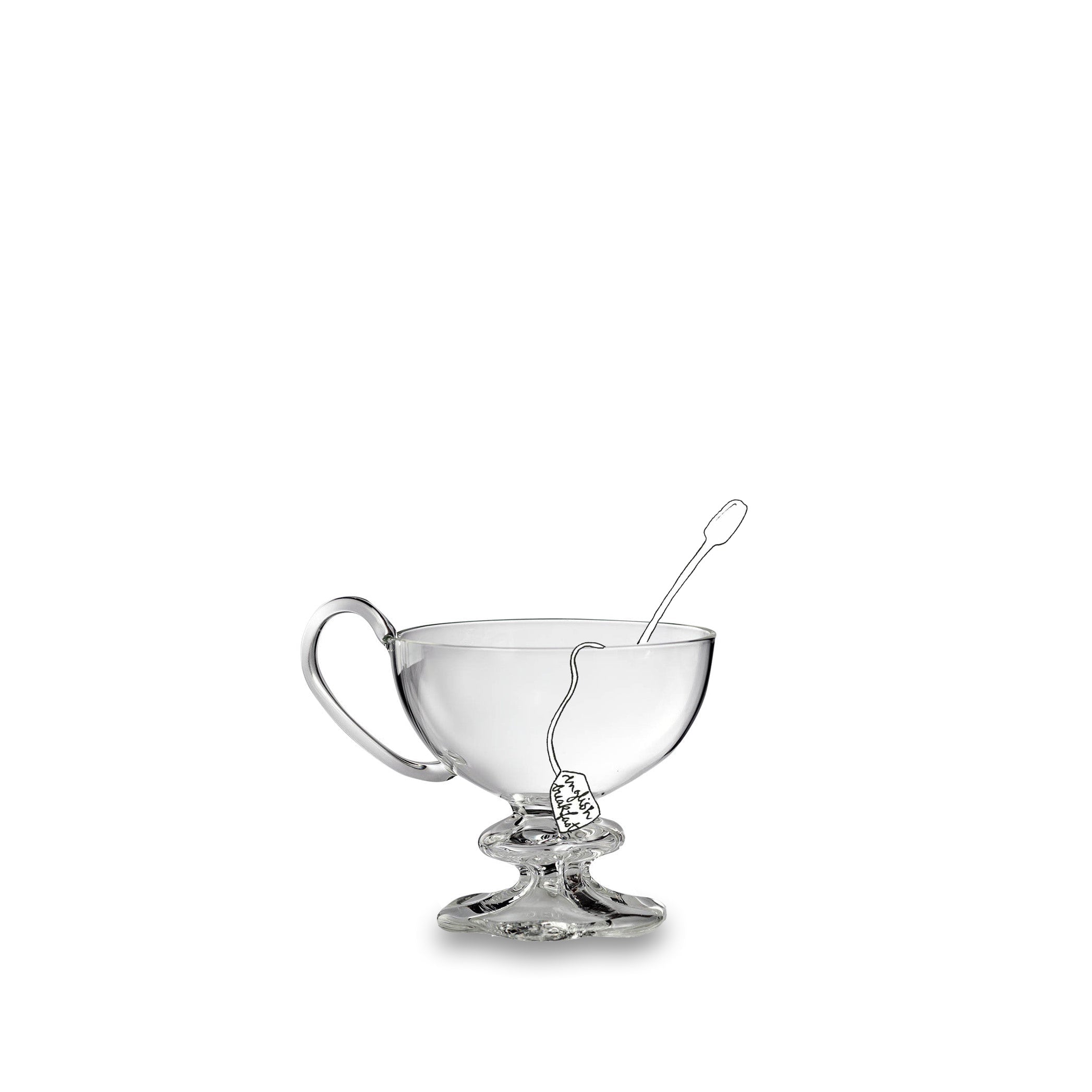 Clear Handblown Glass Low Teacup, 9cm