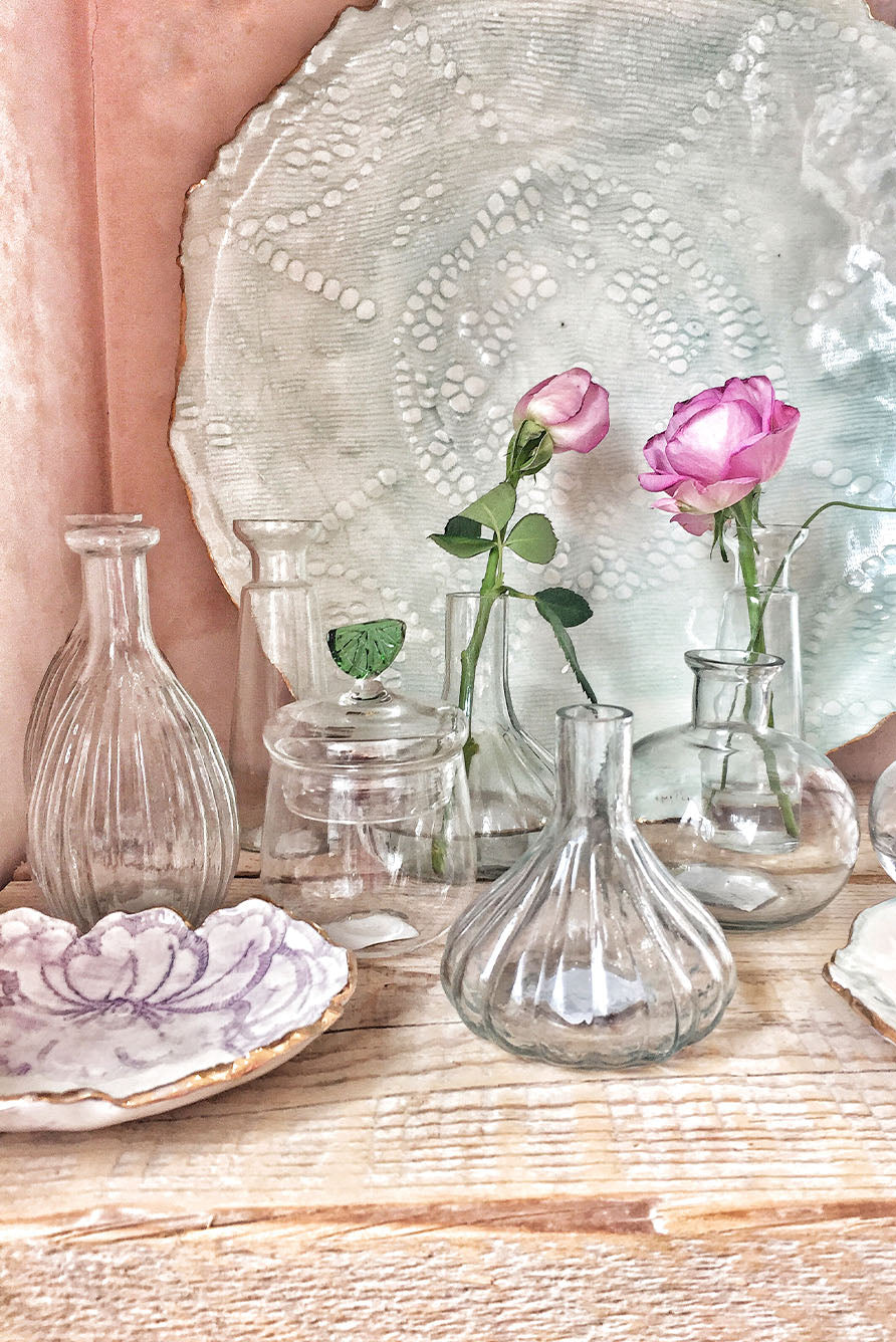 Handblown Glass Mia Bud Flower Vase, 17cm