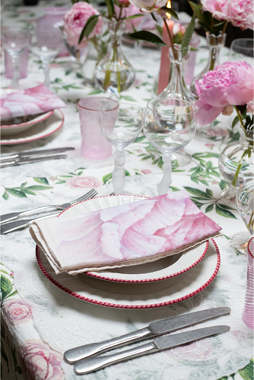 'Trailing Peony' Linen Tablecloth