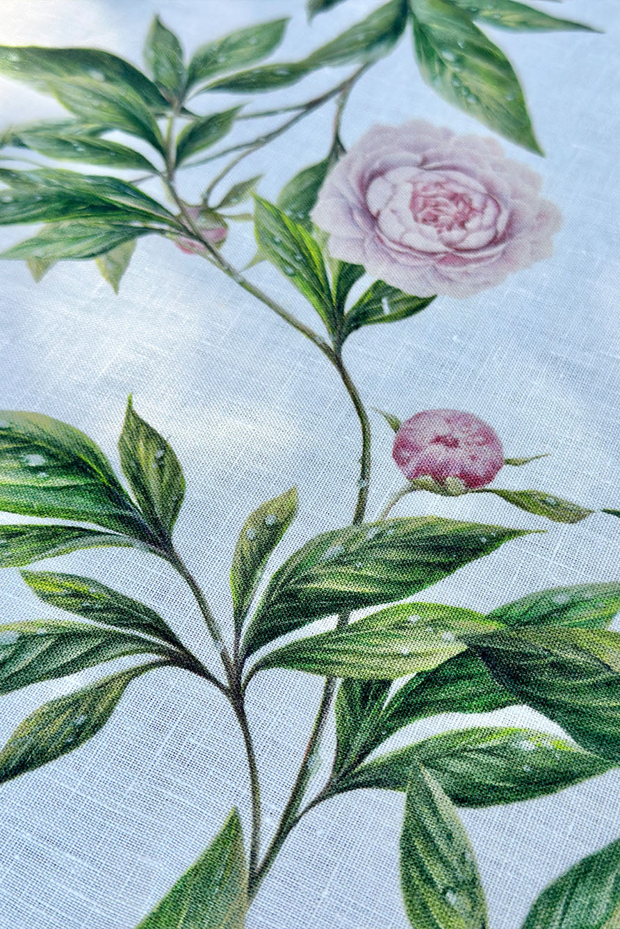'Trailing Peony' Linen Tablecloth