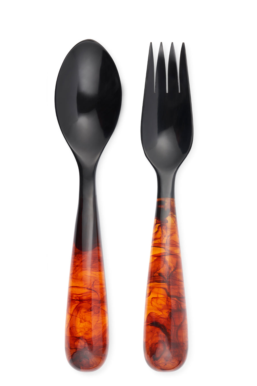 Pair of Resin Salad Servers in Tortoiseshell, 33cm