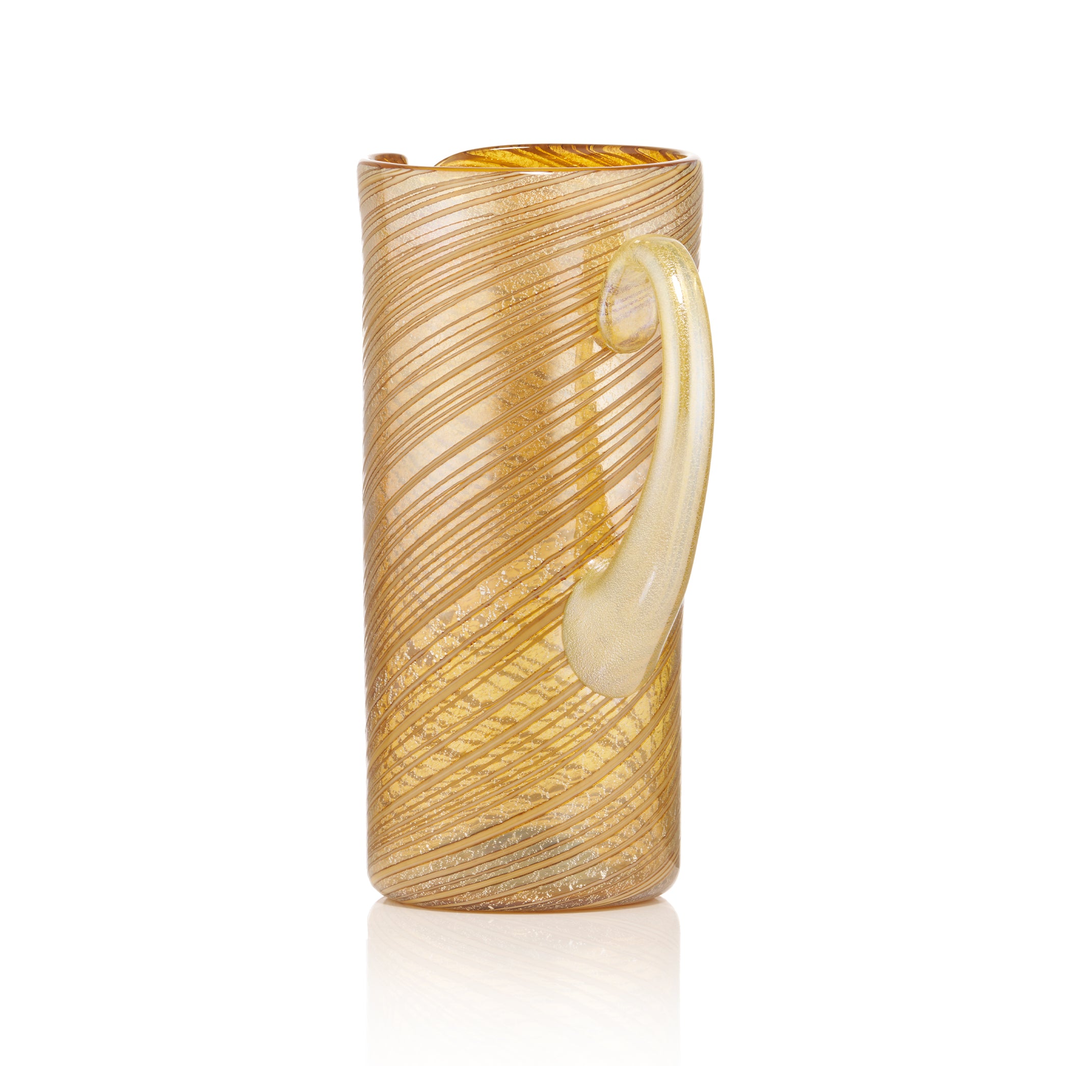 Handblown Murano Glass 'Twist' Jug in Amber with Silver Sparkle