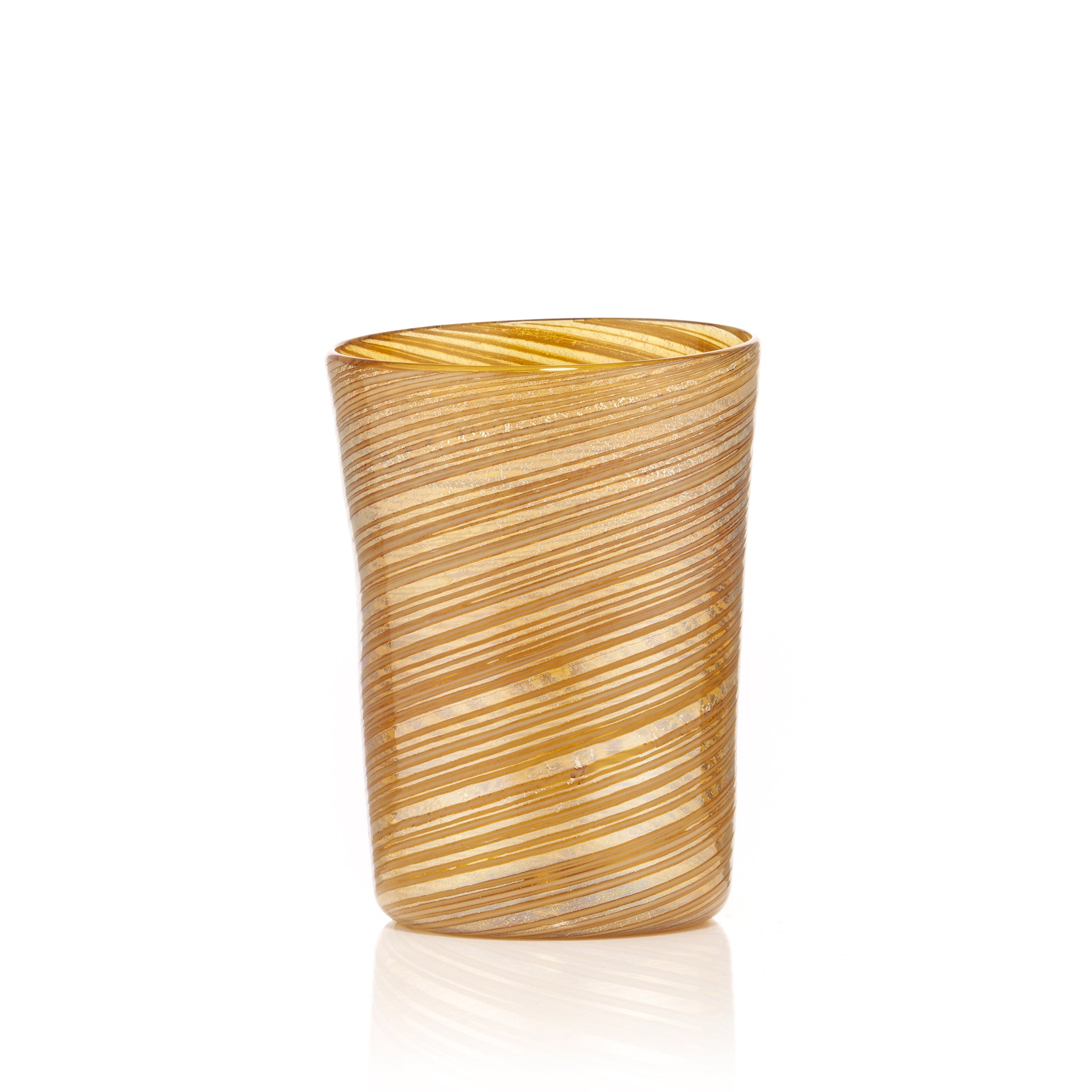 Handblown Murano Glass 'Twist' Tumbler in Amber with Silver Sparkle, 11cm