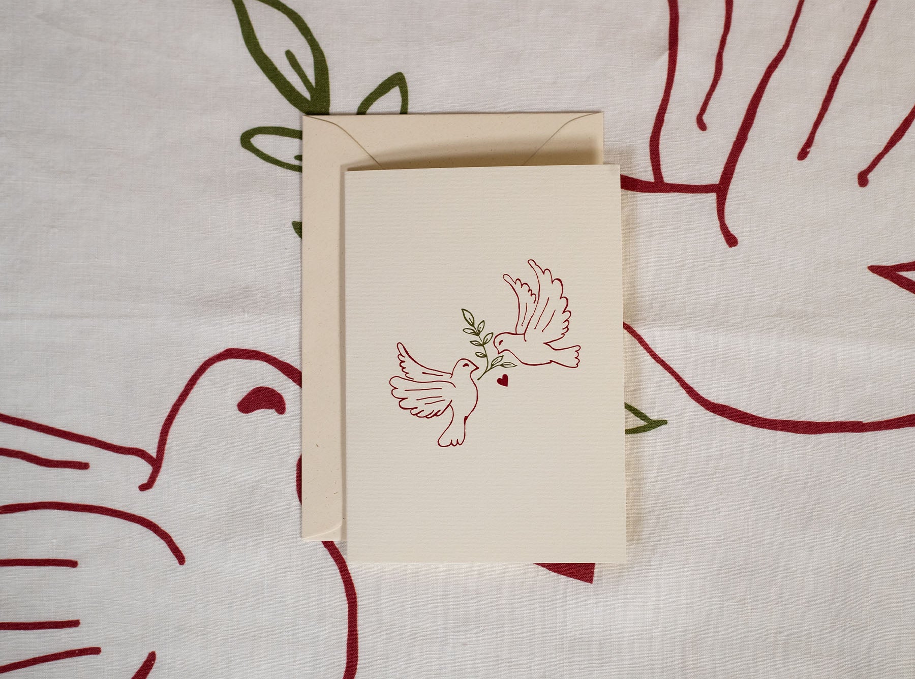 'Red Doves' Greeting Card, 15cm x 10cm (A6)