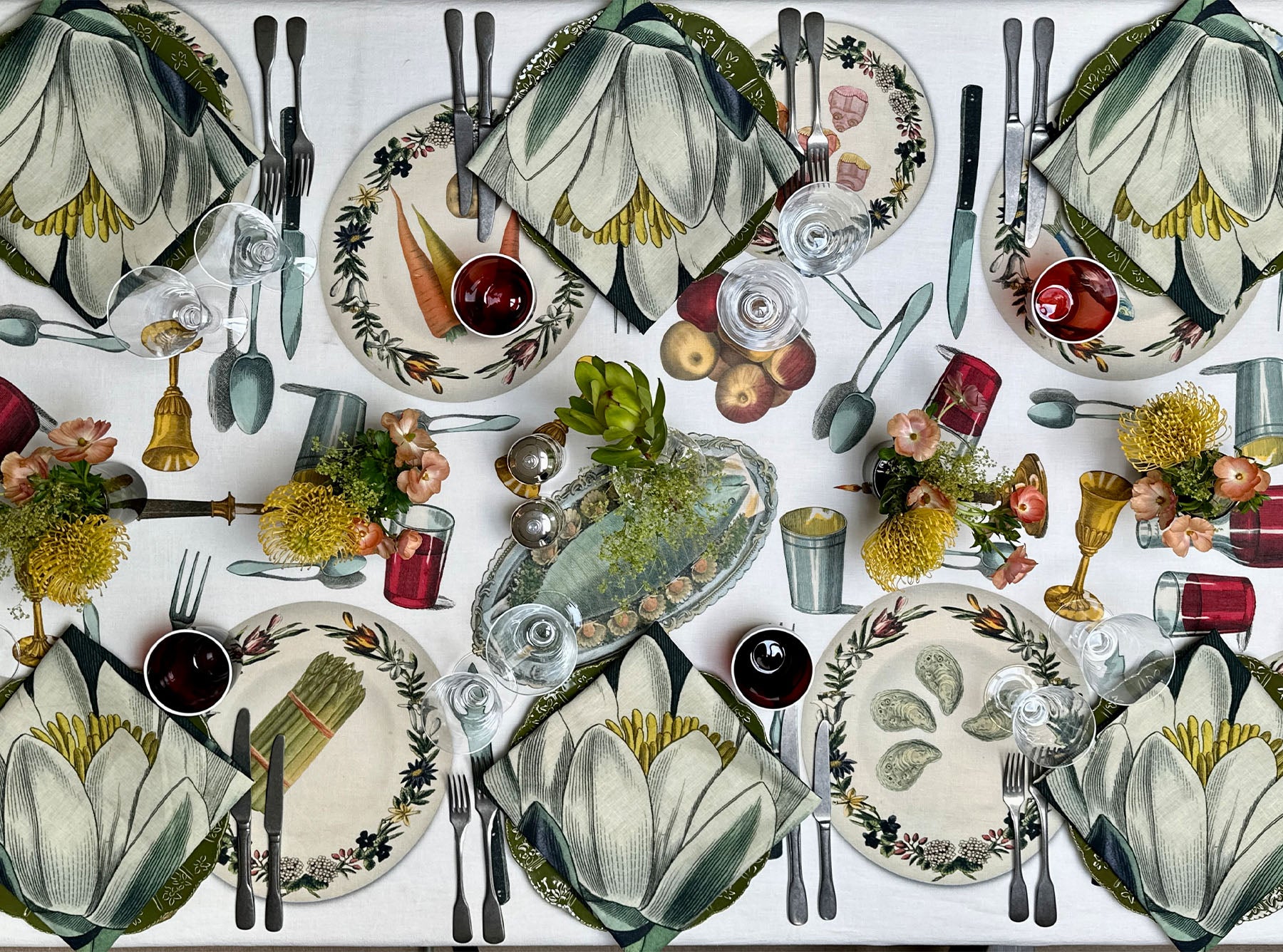 S&B x John Derian 'Water Lily' Linen Napkin, 50x50cm