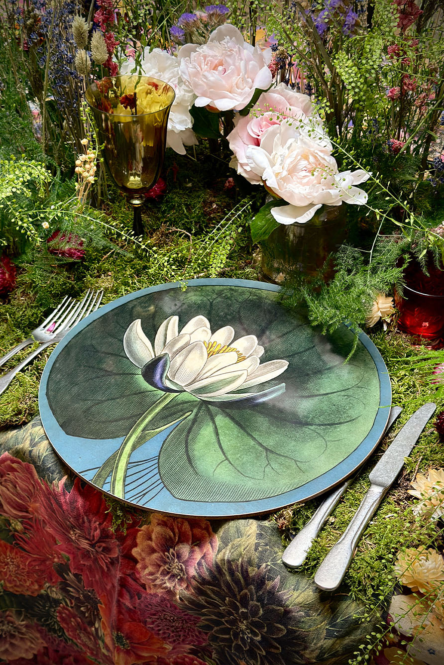 S&B x John Derian 'Water Lily' Round Cork-Backed Placemat, 34cm