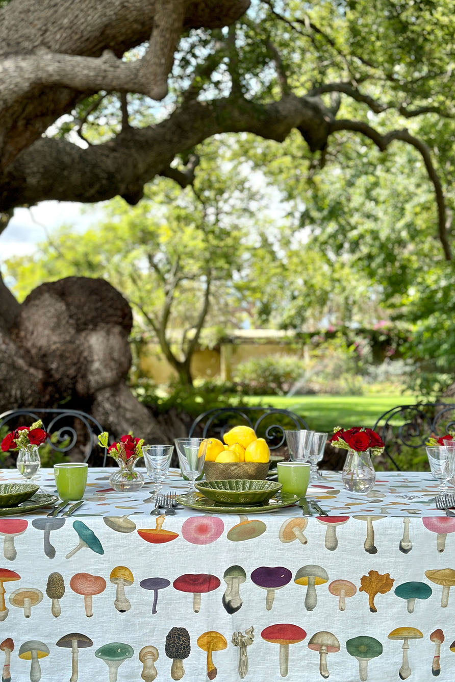 S&B x John Derian White 'Fungi' Linen Napkin